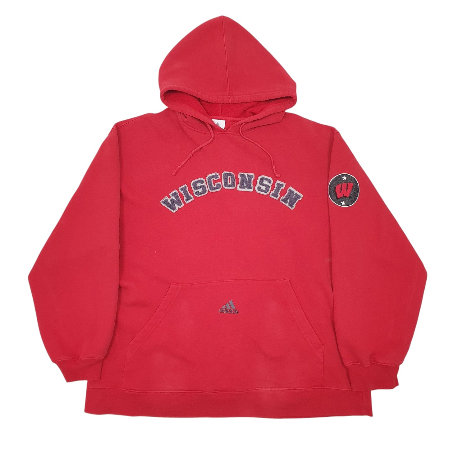 Mens Red Adidas Wisconsin Hoodie Jumper