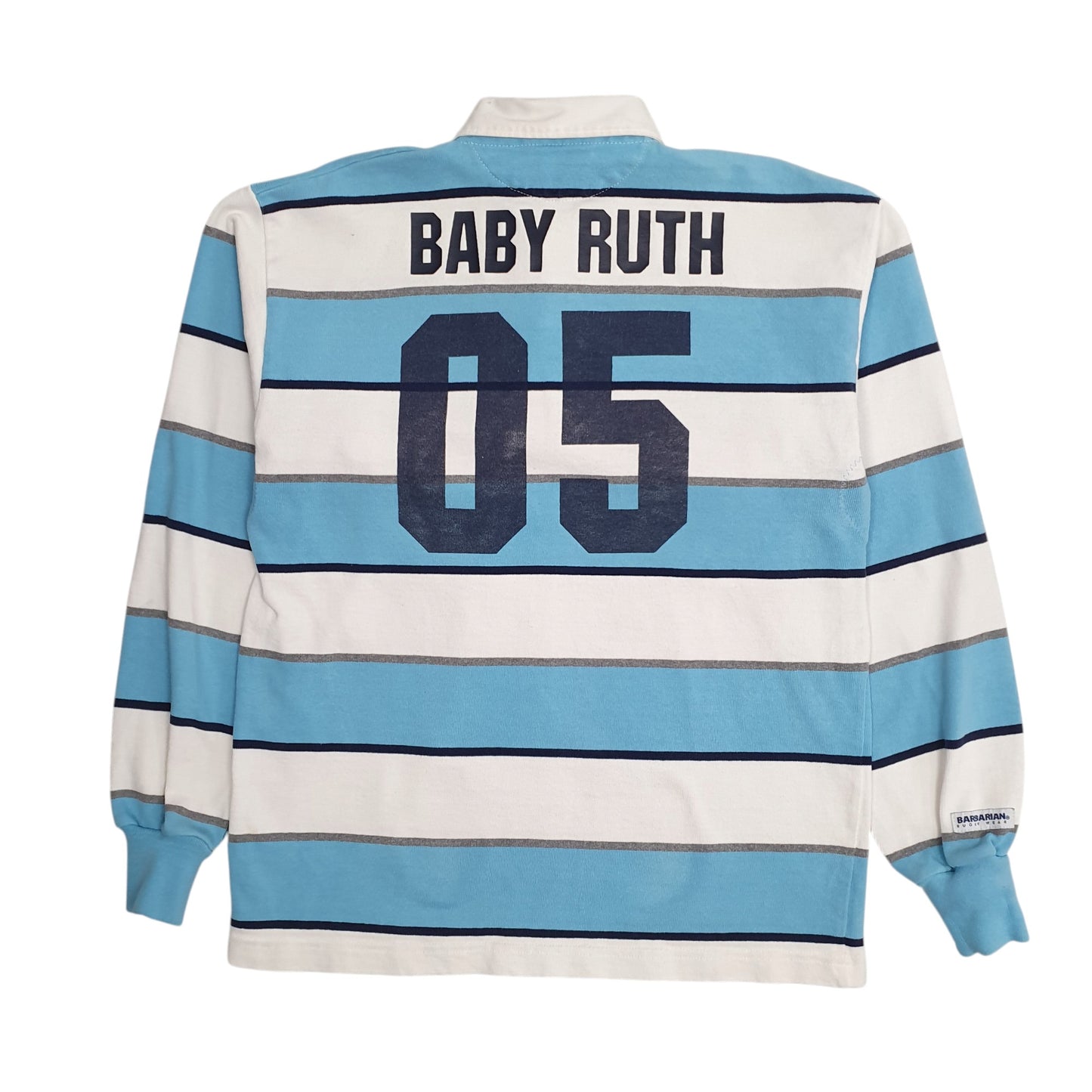 Mens Blue Barbarian Rugby Crewneck Polo Shirt