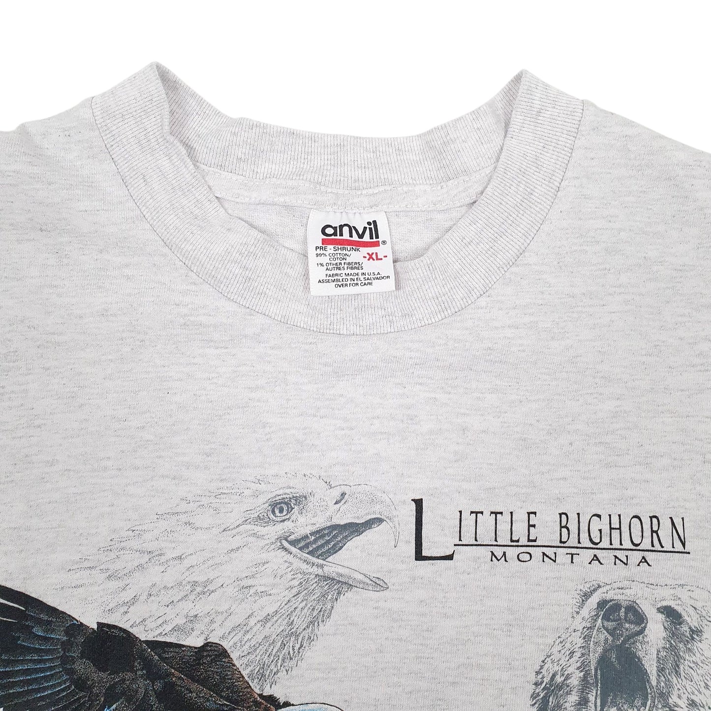 Mens Grey Anvil Single Stitch Vintage 90s  T Shirt