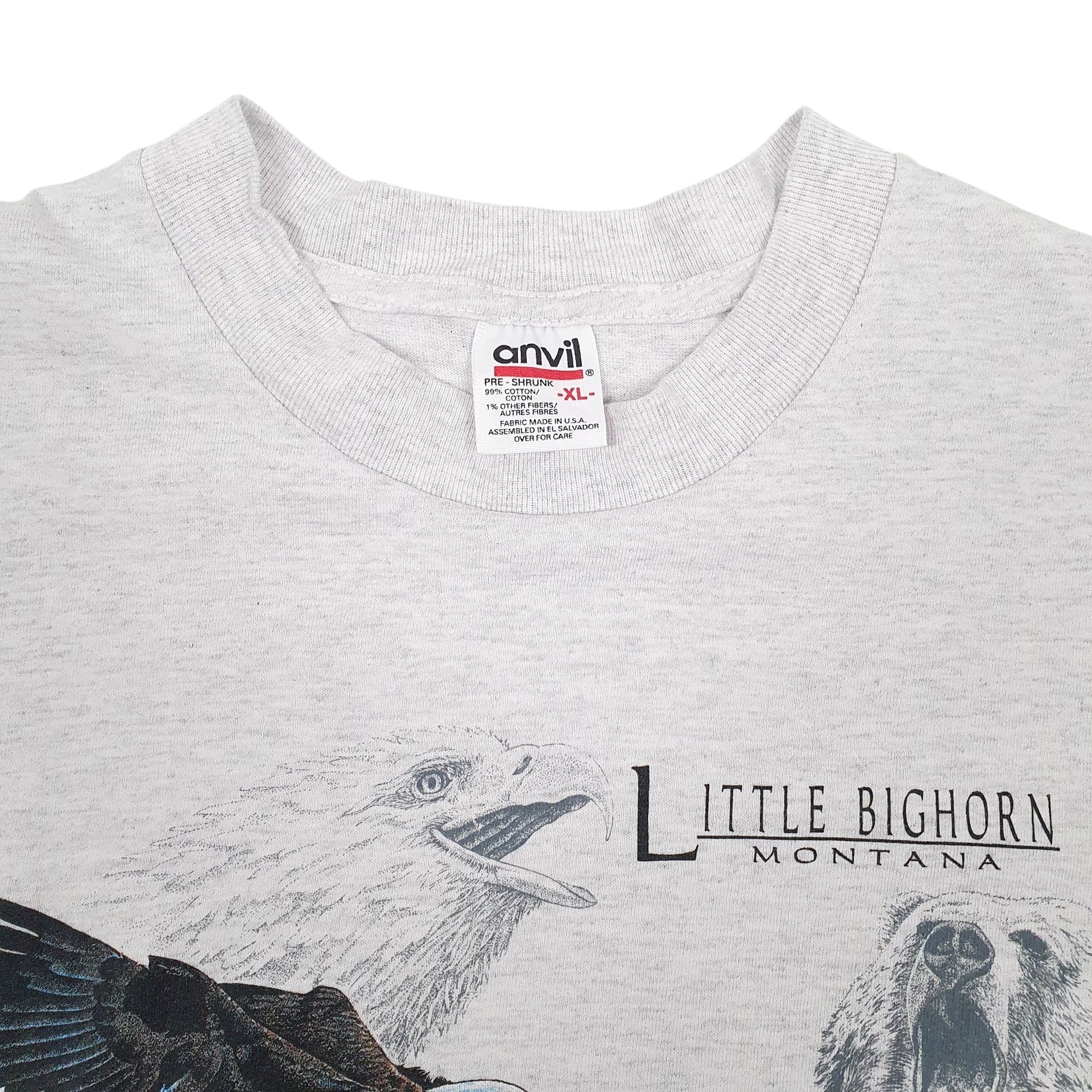 Mens Grey Anvil Single Stitch Vintage 90s  T Shirt