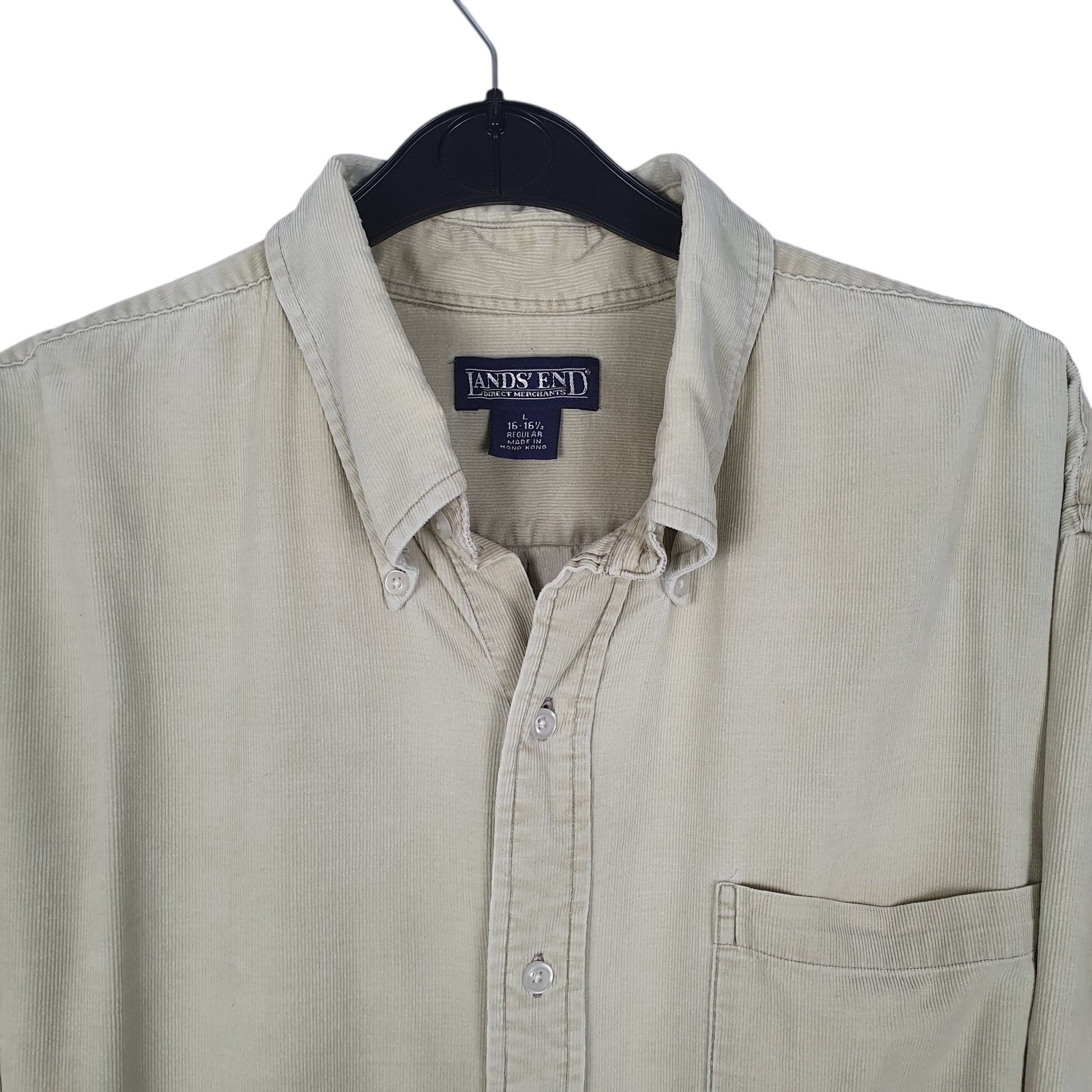 Mens Cream Lands End Corduroy Vintage 90s  Shirt