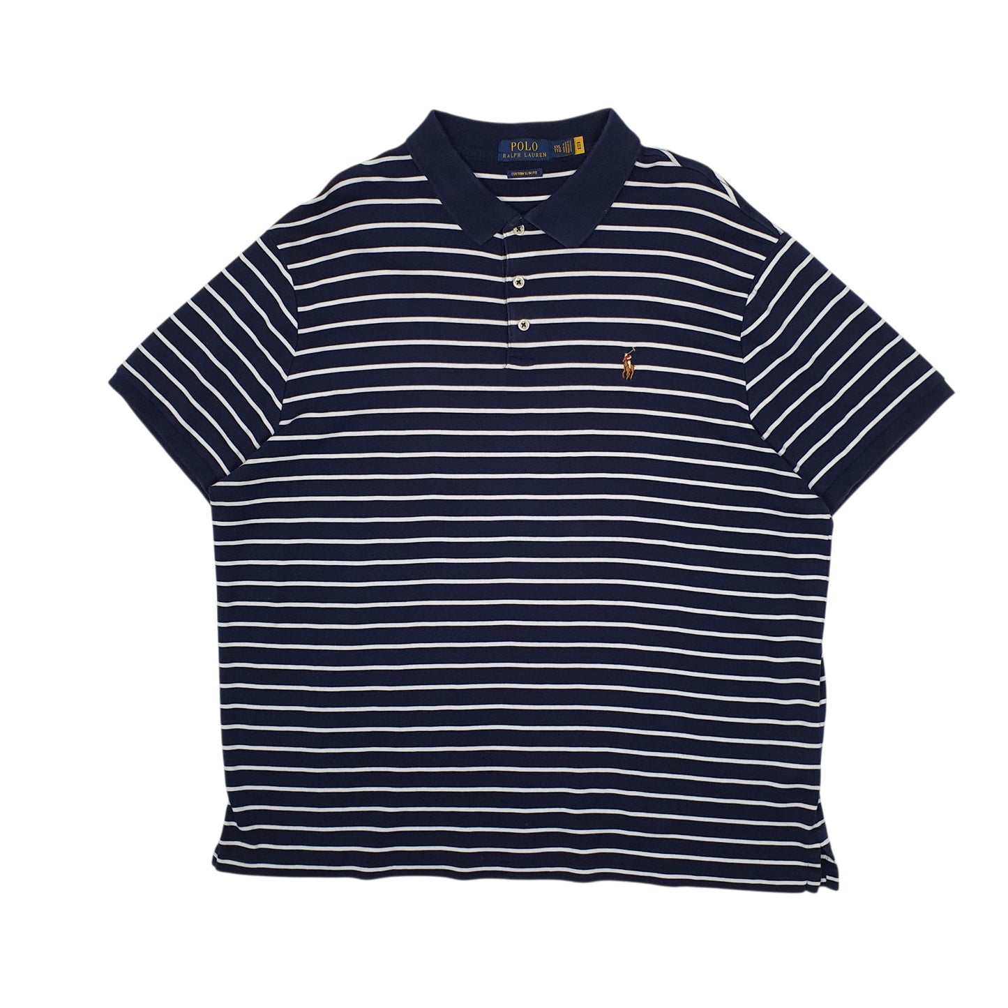 Mens Navy Polo Ralph Lauren Custom Slim Fit Short Sleeve Polo Shirt