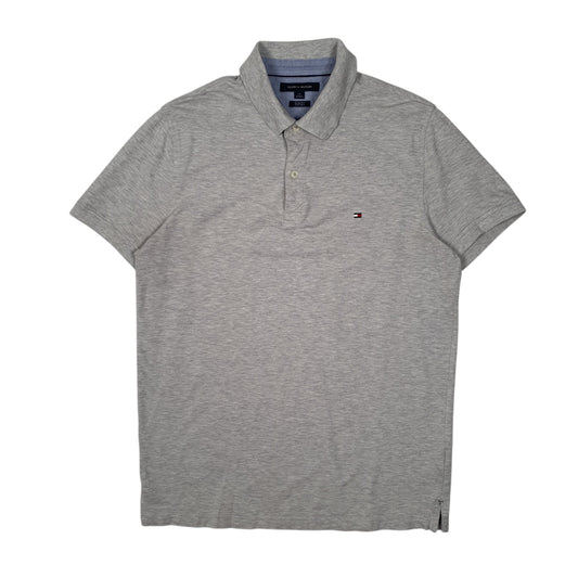 Mens Grey Tommy Hilfiger Slim Fit Short Sleeve Polo Shirt