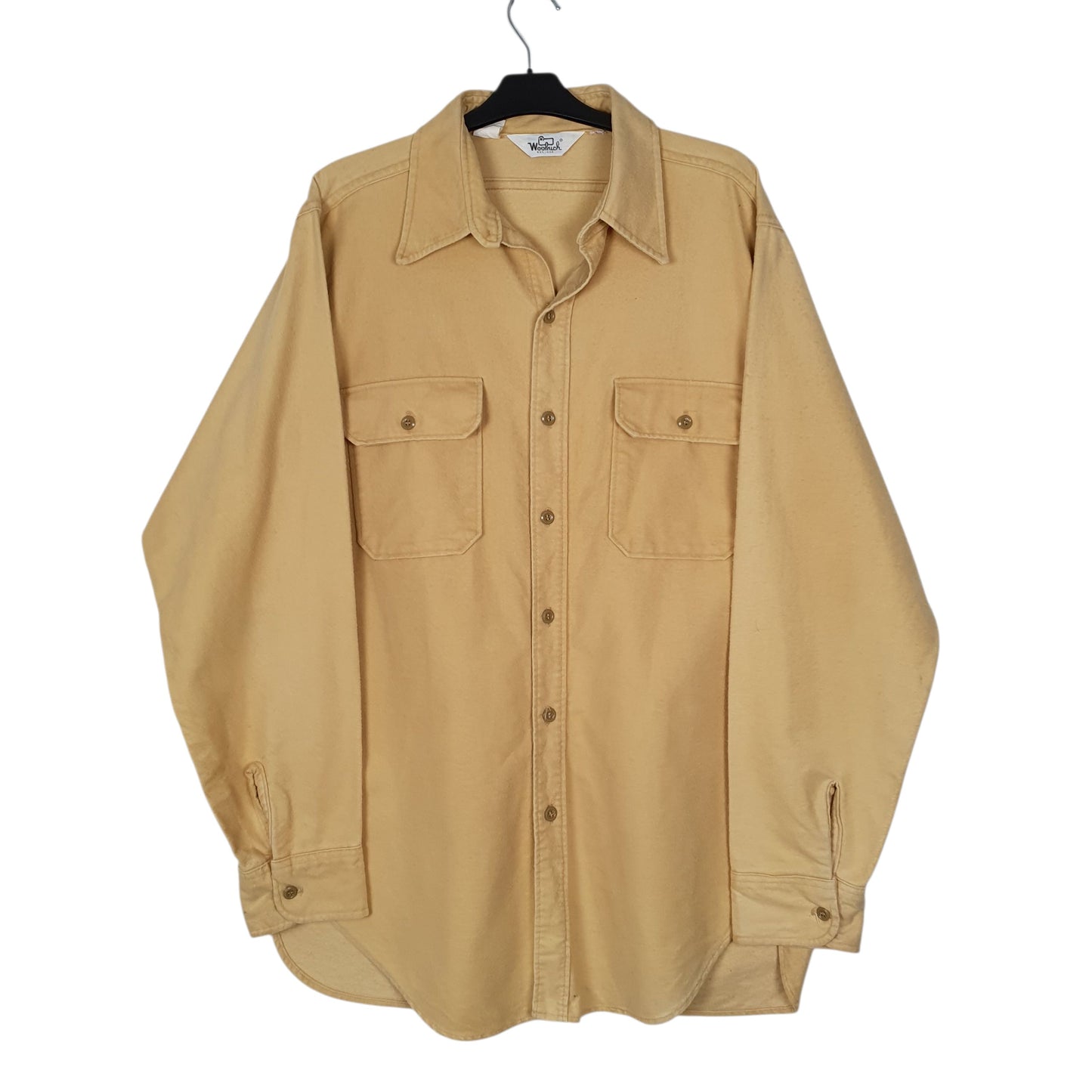 Mens Yellow Woolrich Vintage 1980s Chamois Thick Long Sleeve Shirt