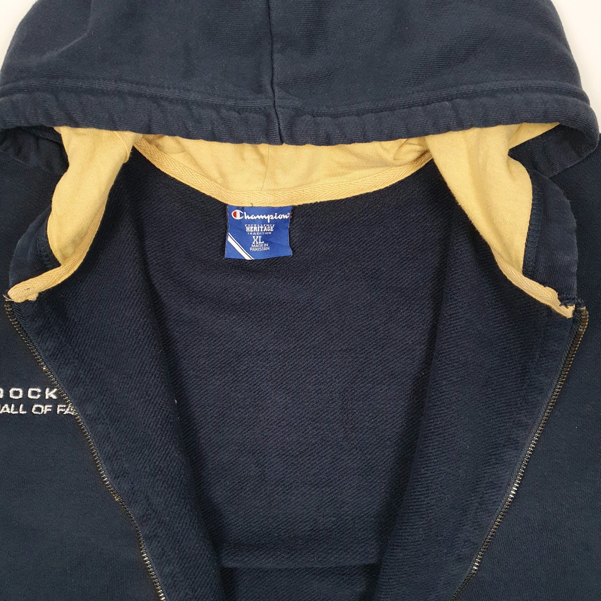 Mens Navy Champion Rock & Roll Hall of Fame Hoodie Full Zip Jumper