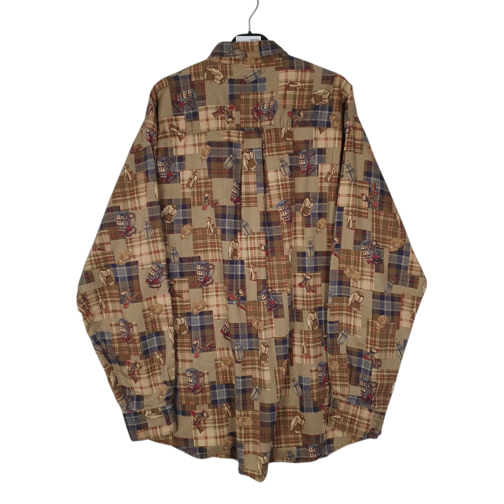 Mens Brown Woolrich Patchwork  Shirt