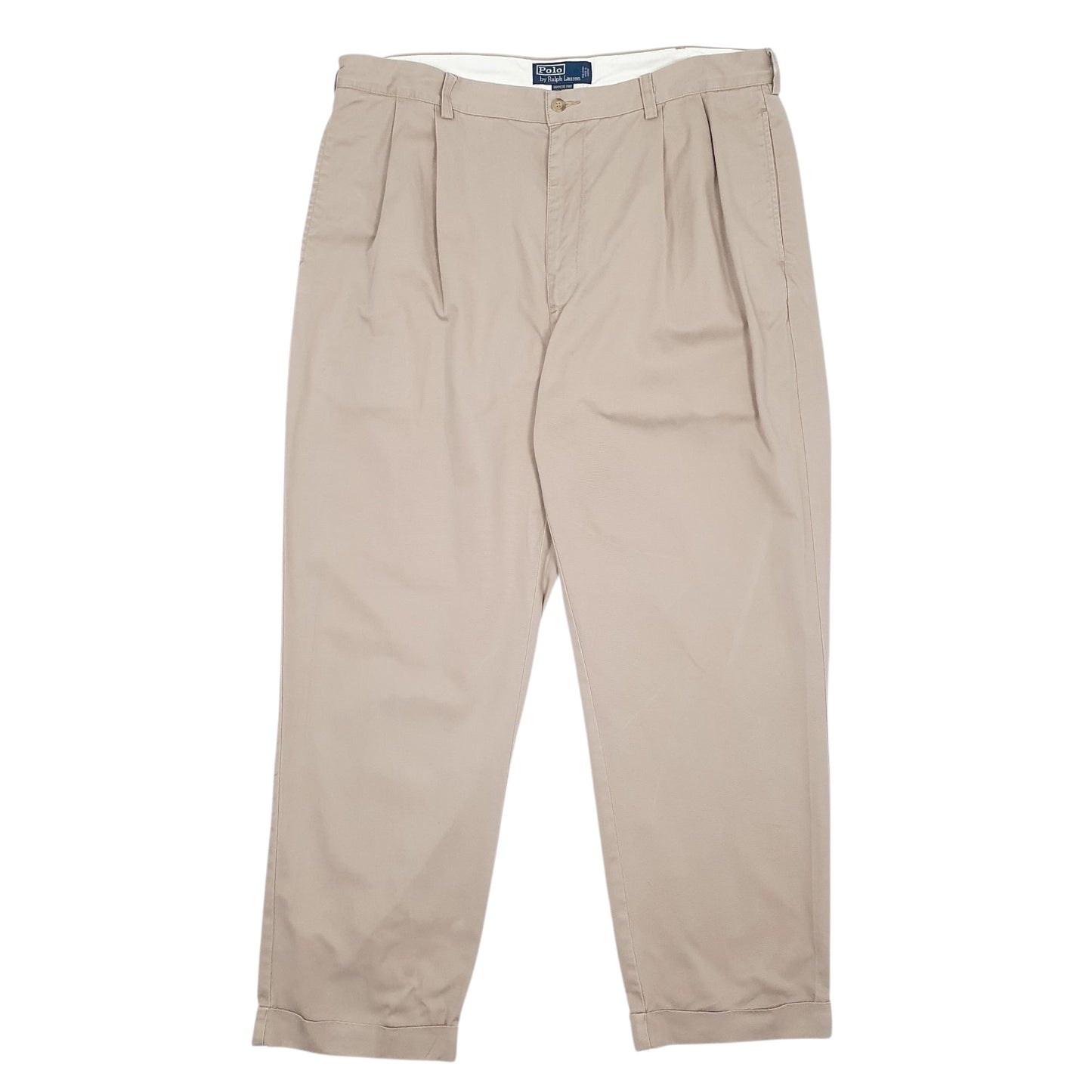 Mens Beige Polo Ralph Lauren Hammond Pant 90s Pleated Chino Trousers