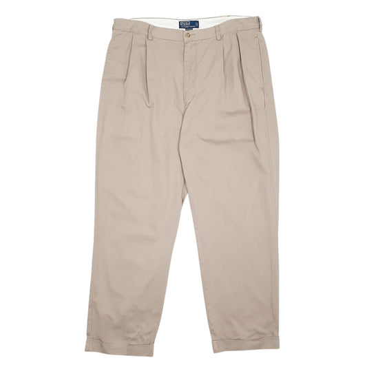 Mens Beige Polo Ralph Lauren Hammond Pant 90s Pleated Chino Trousers