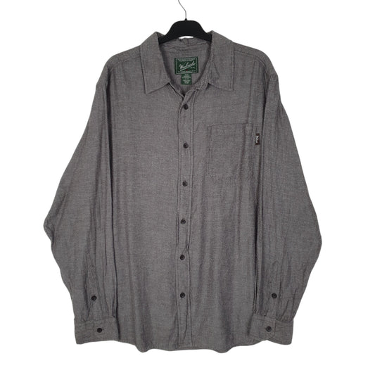 Mens Grey Woolrich Herringbone Long Sleeve Shirt