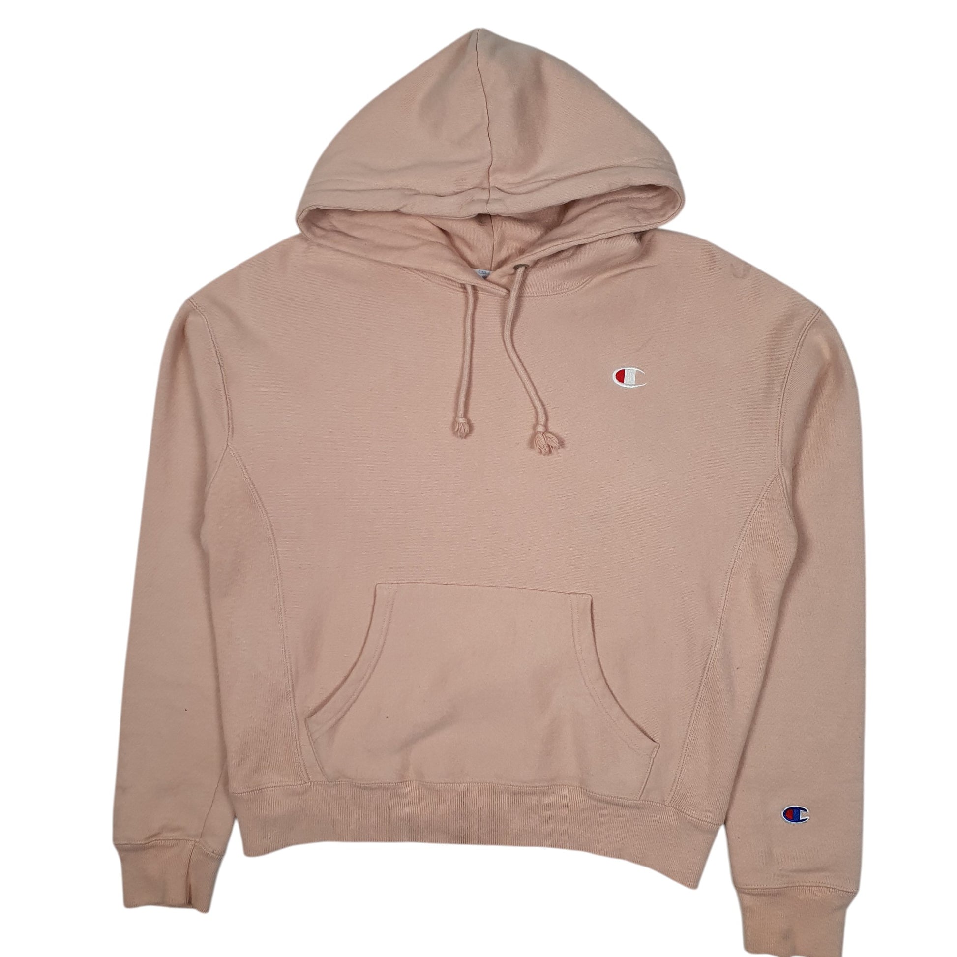 Womens Pink Champion Reverse Weave Crop Top Hoodie Jumper