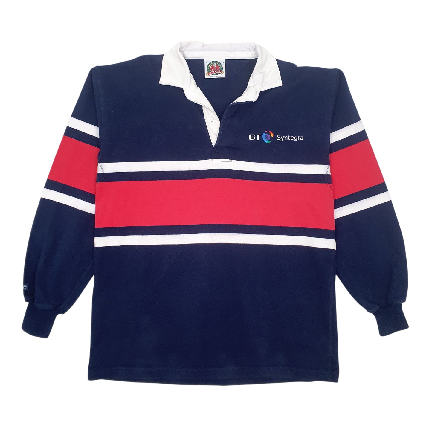 Mens Navy Barbarian BT Rugby Long Sleeve Polo Shirt