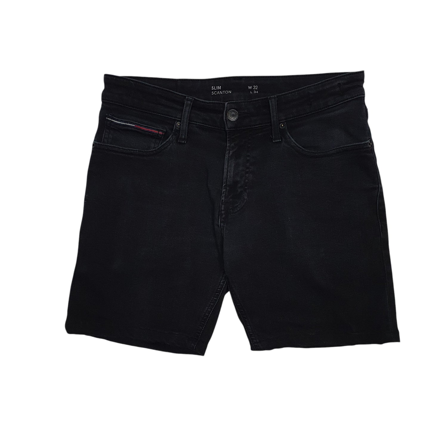 Mens Black Tommy Hilfiger Slim Denim Shorts