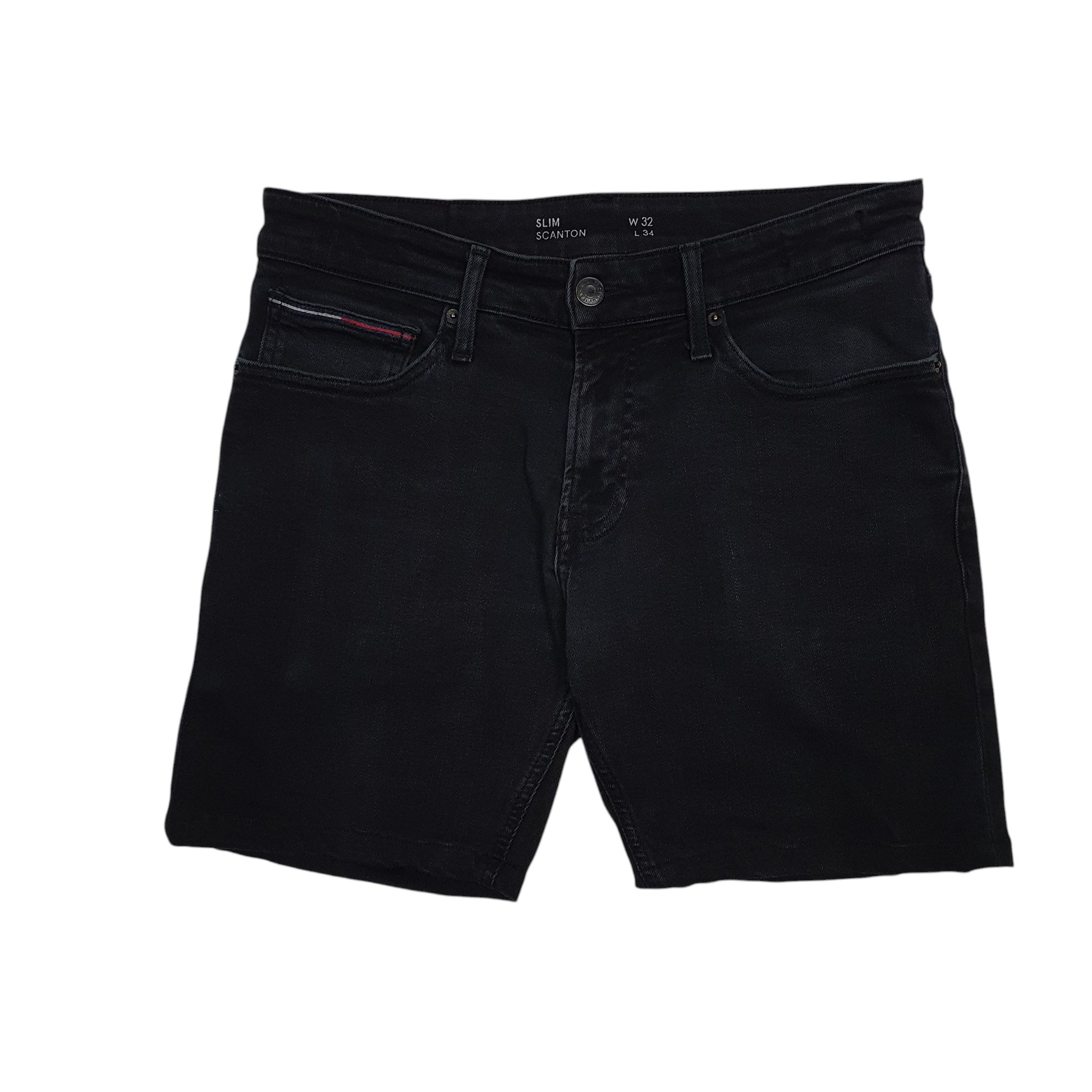 Mens Black Tommy Hilfiger Slim Denim Shorts