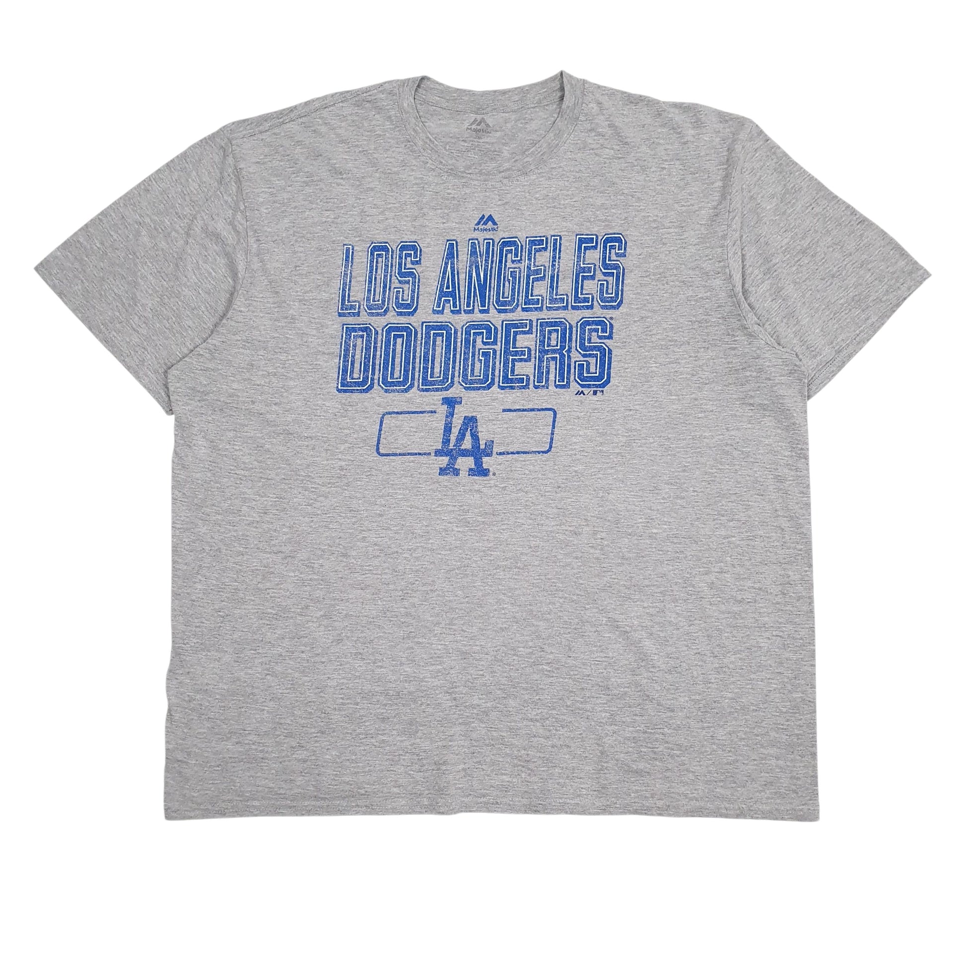 Mens Grey Majestic MLB LA Dodgers Short Sleeve T Shirt