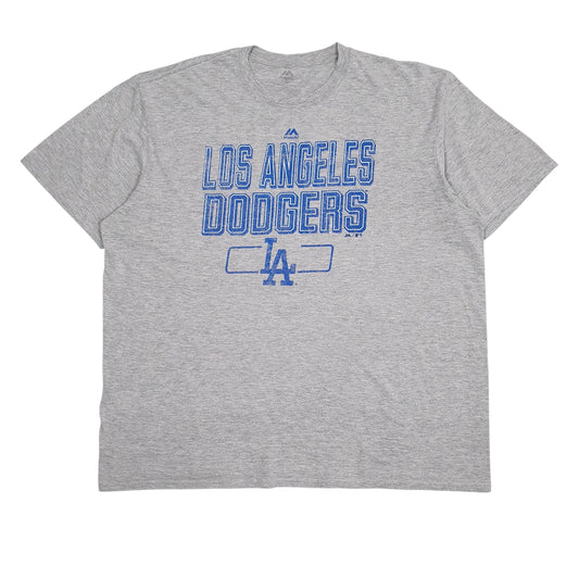 Mens Grey Majestic MLB LA Dodgers Short Sleeve T Shirt
