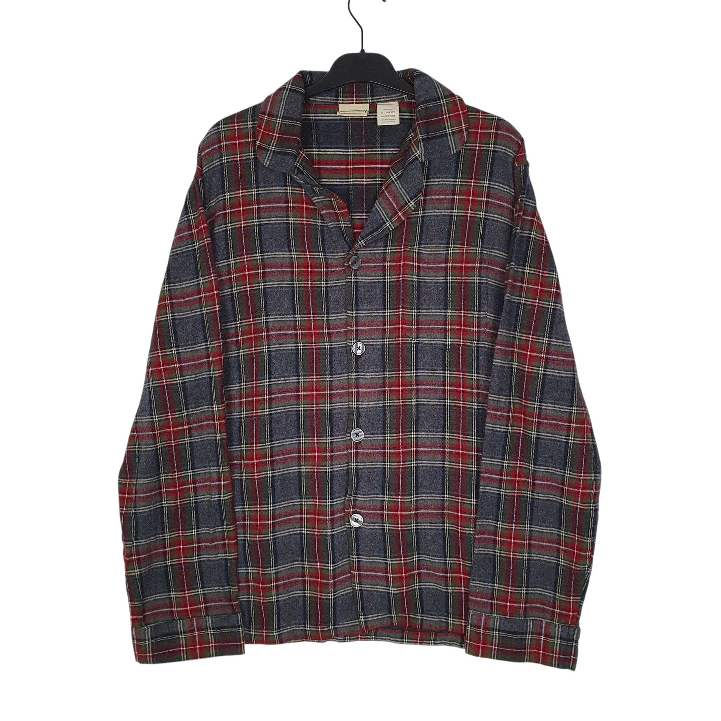 Mens Grey L.L.Bean Scotch Plaid Flannel Cardigan Long Sleeve Shirt