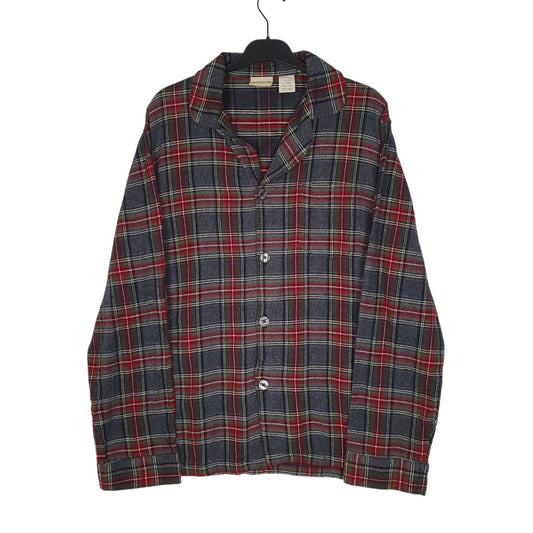 Mens Grey L.L.Bean Scotch Plaid Flannel Cardigan Long Sleeve Shirt