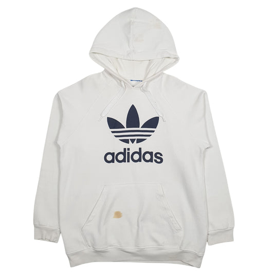 Mens White Adidas Spellout Hoodie Jumper