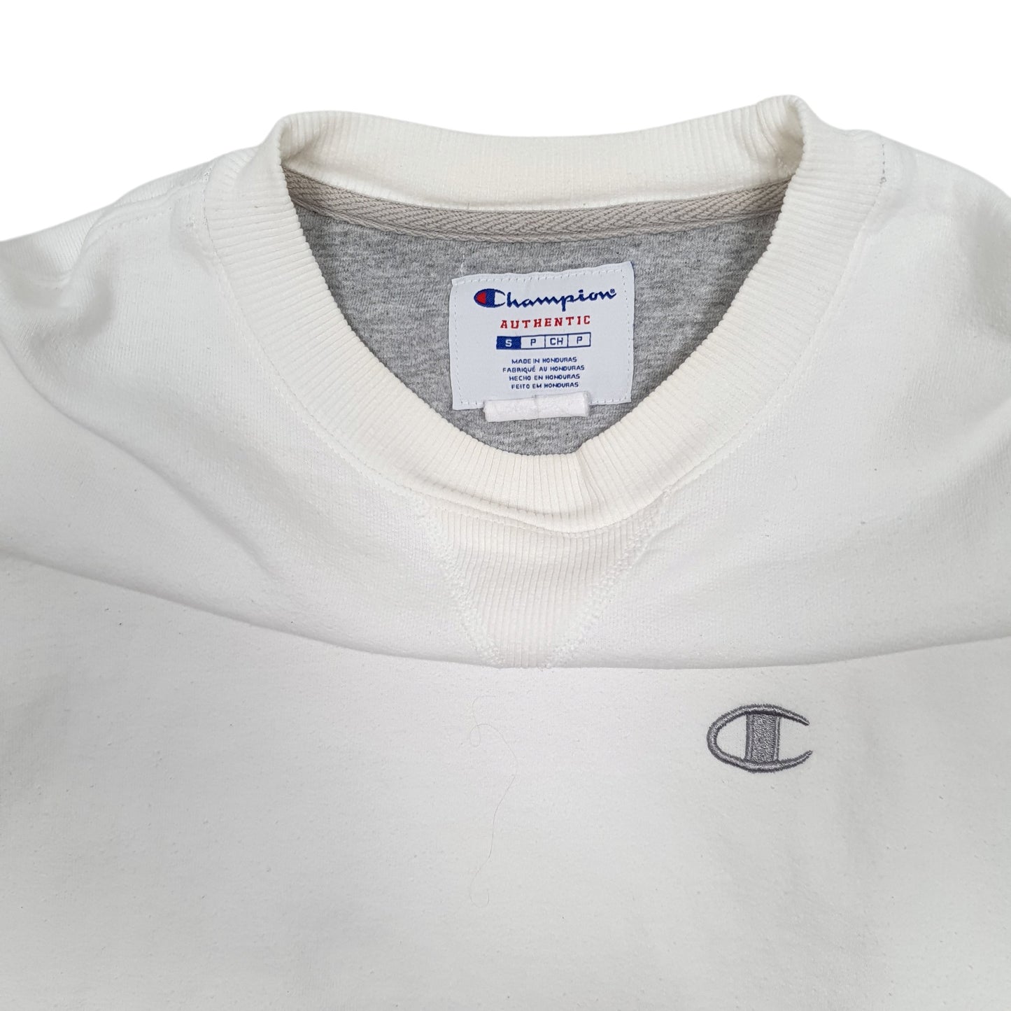 Mens White Champion  Crewneck Jumper