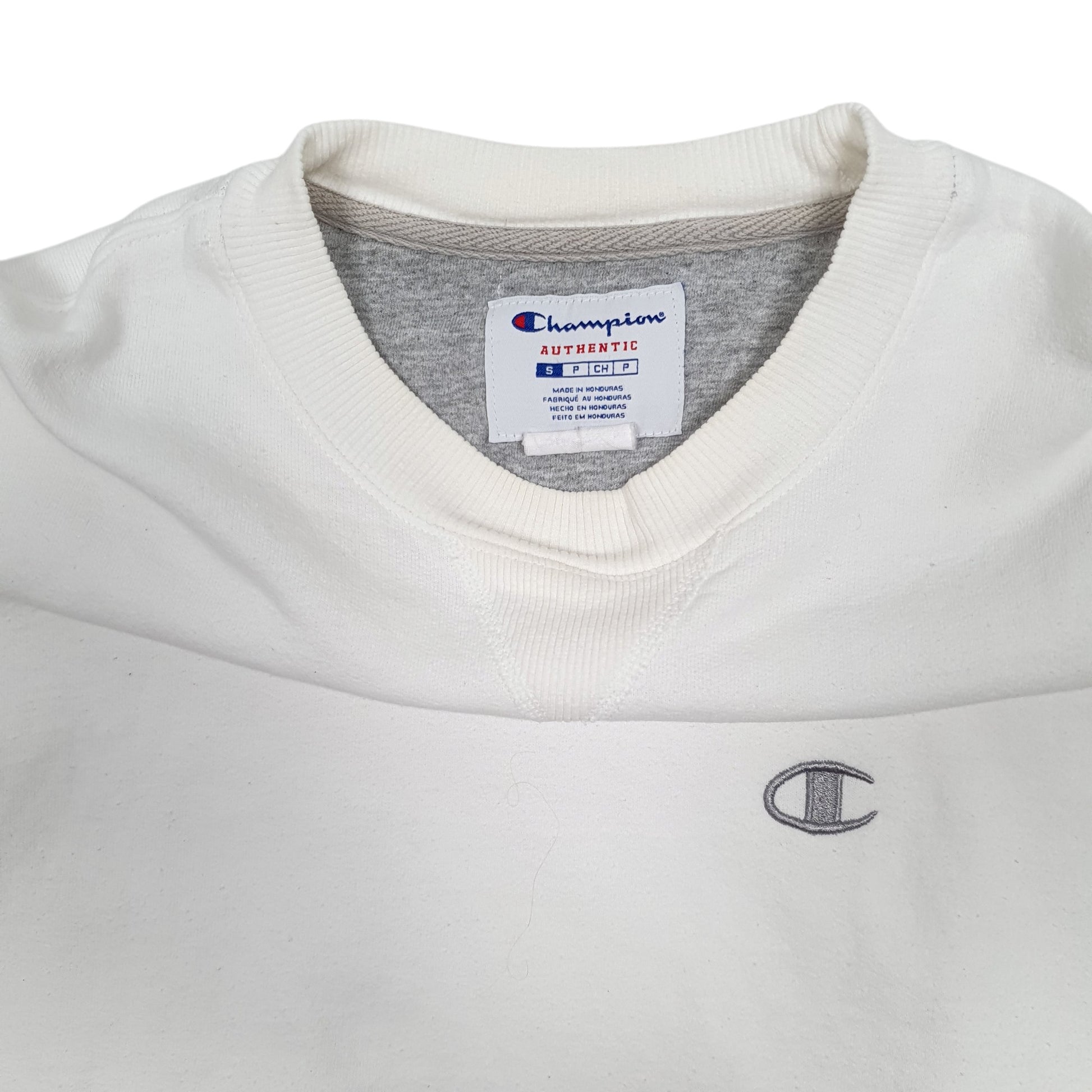 Mens White Champion  Crewneck Jumper