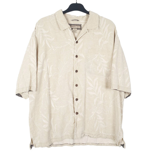 Mens Beige Jamaica Jaxx Haiwaiian Short Sleeve Shirt