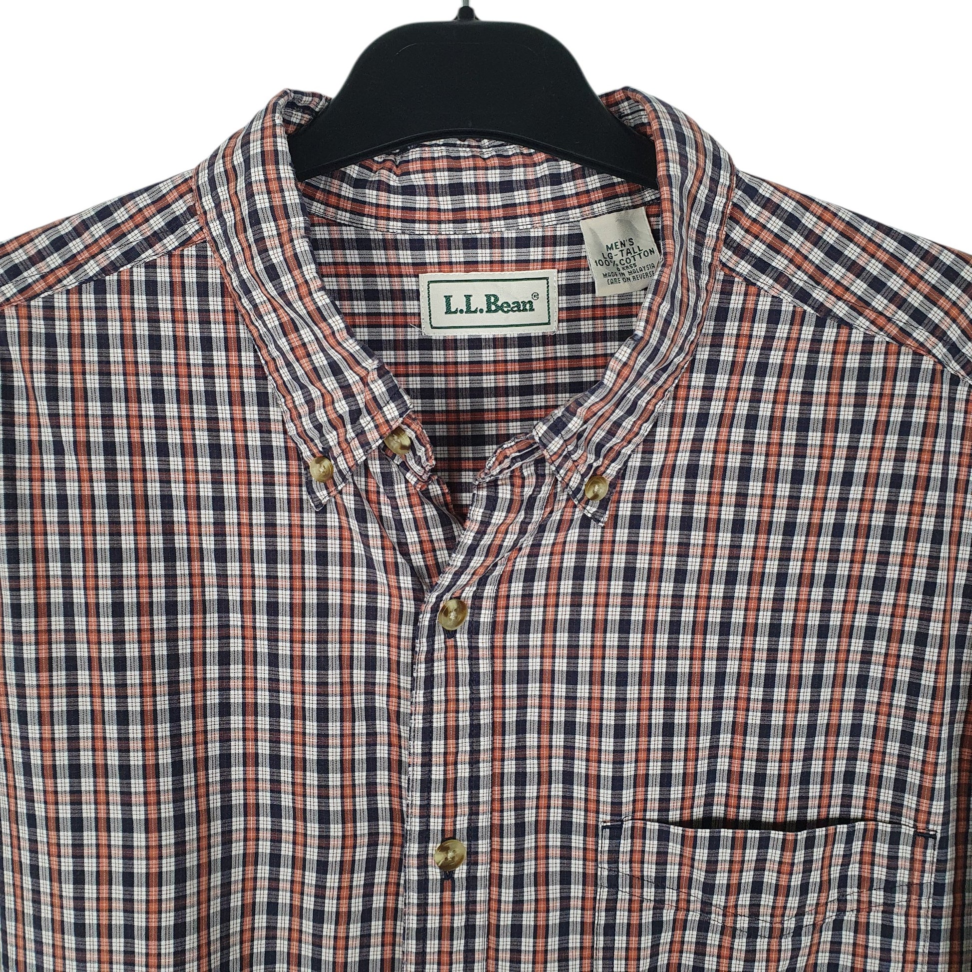 Mens Orange L.L.Bean Vintage 90s  Shirt