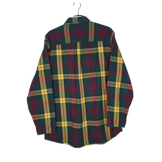 Mens Green L.L.Bean Thick Flannel Plaid  Shirt