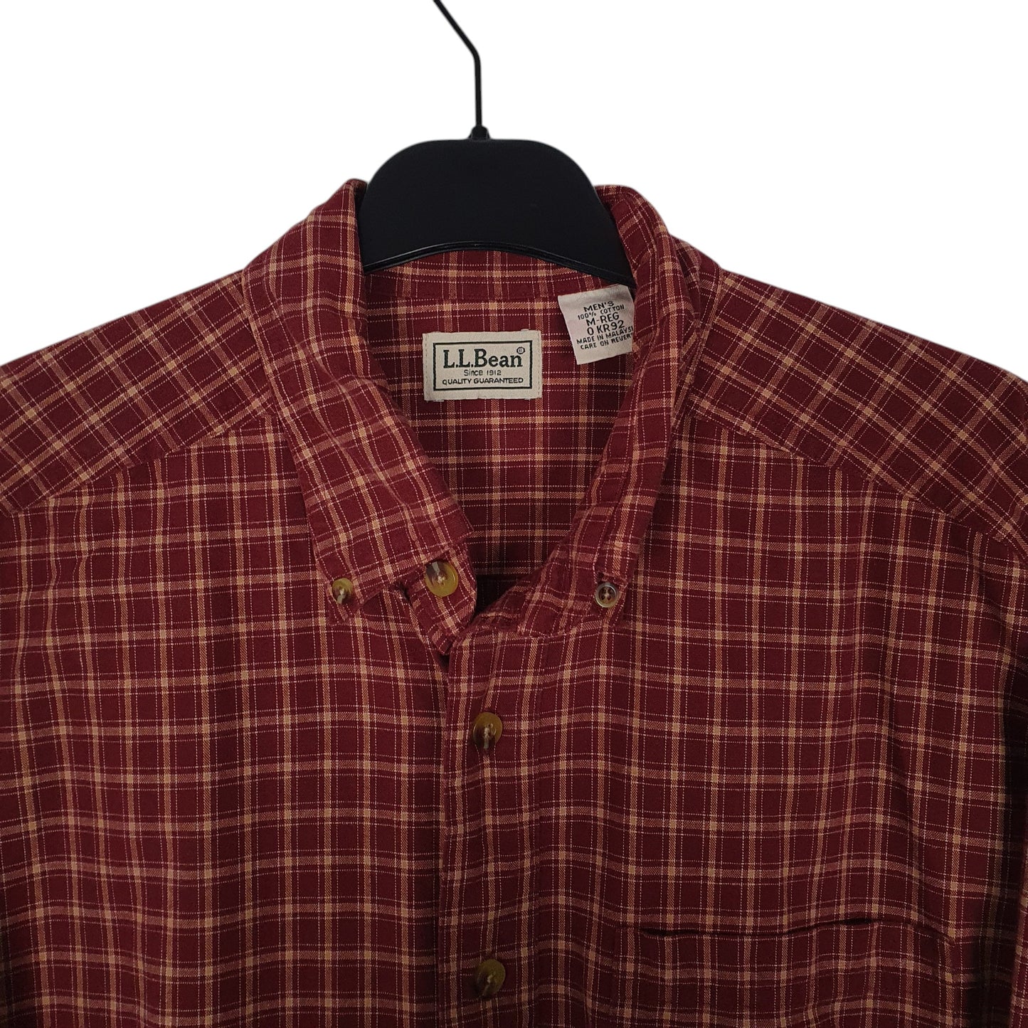 Mens Red L.L.Bean Scotch Plaid  Shirt