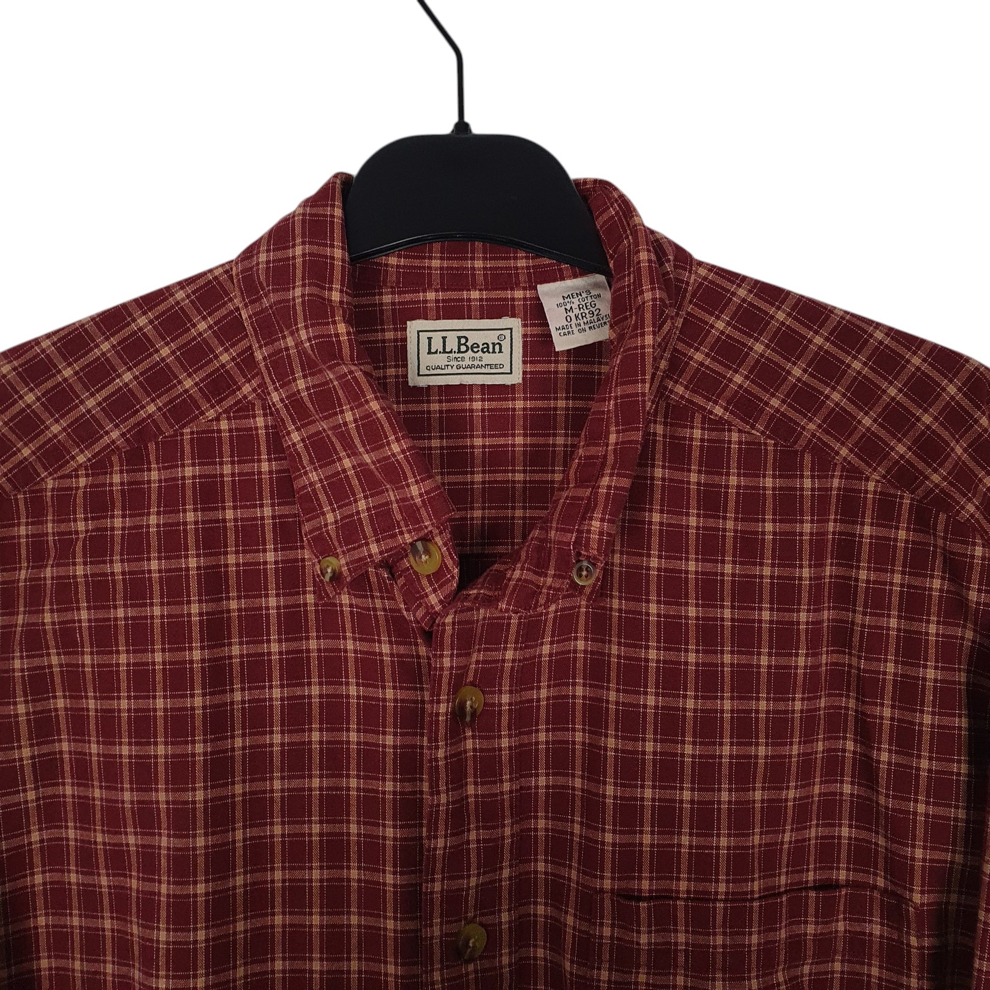 Mens Red L.L.Bean Scotch Plaid  Shirt