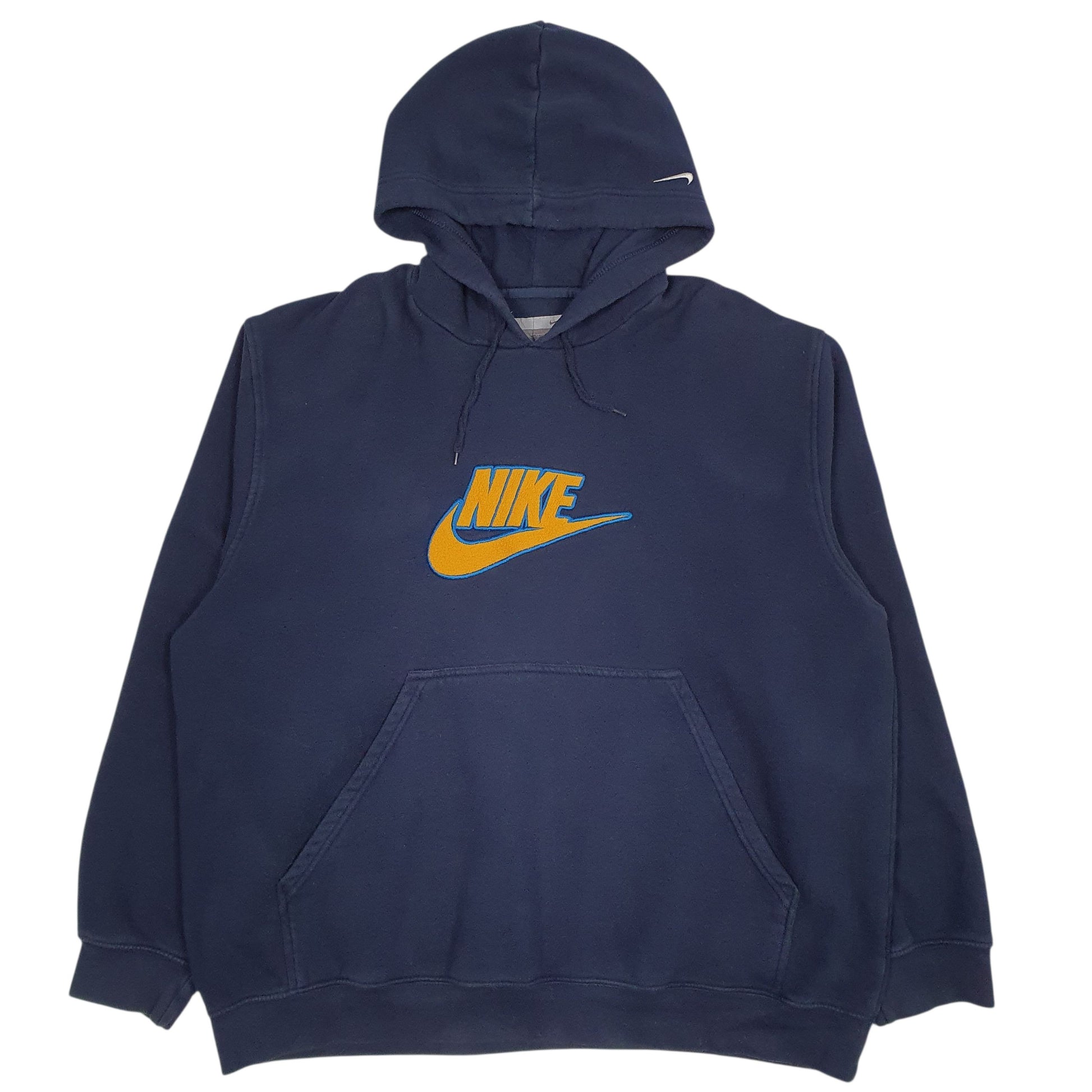 Mens Navy Nike Vintage 00s Spellout Hoodie Jumper