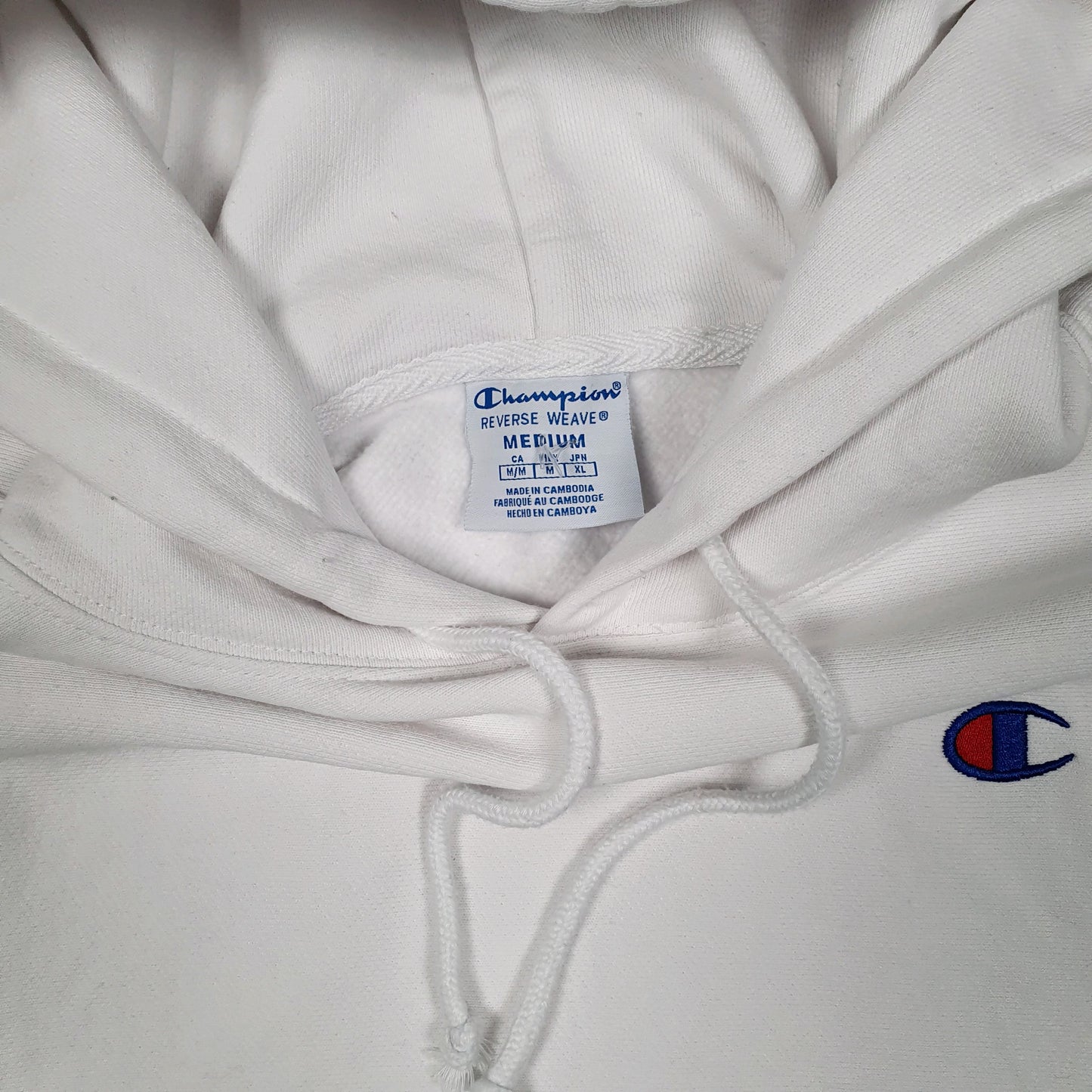 Womens White Champion Crop Top Reverse Weave Hoodie Jumper