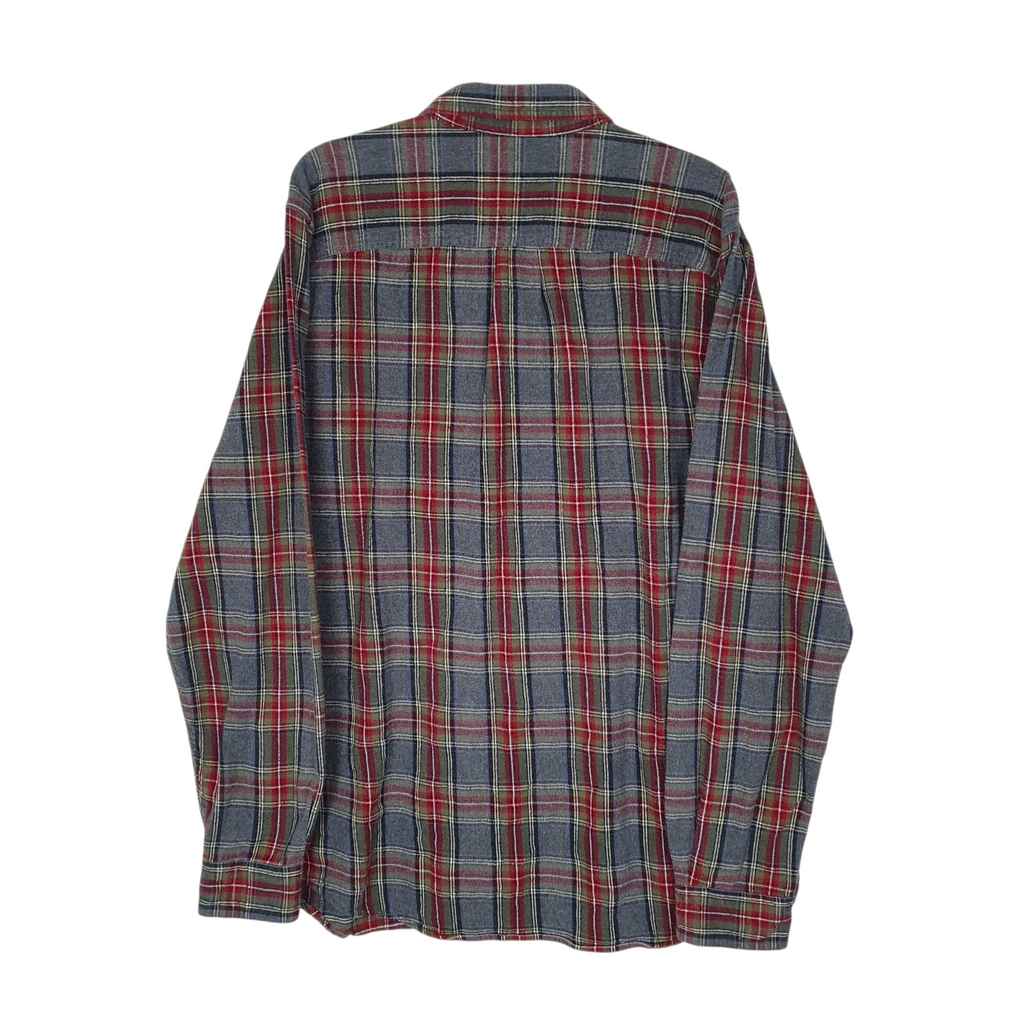 Mens Grey L.L.Bean Scotch Plaid Flannel  Shirt