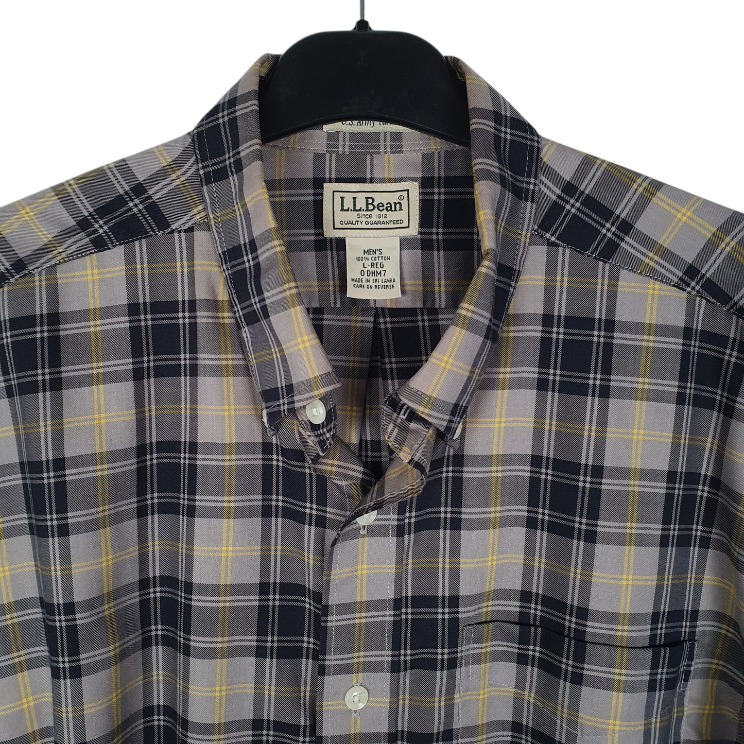 Mens Grey L.L.Bean US Army Tartan  Shirt