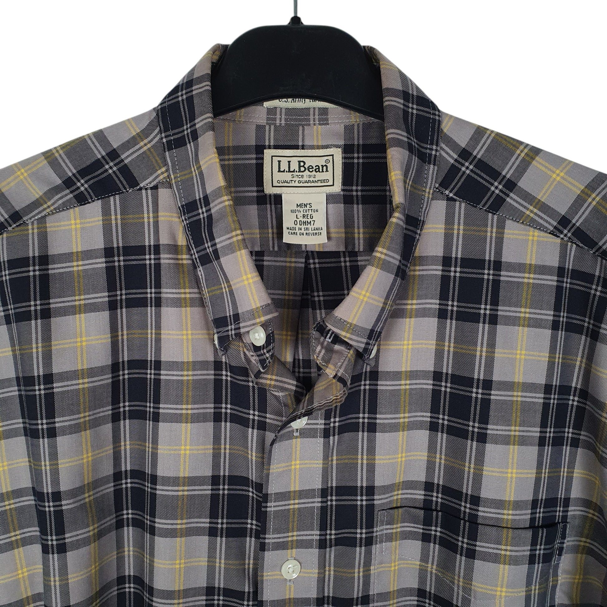 Mens Grey L.L.Bean US Army Tartan  Shirt