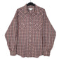 Mens Burgundy Wrangler Wrancher Pearl Snaps Long Sleeve Shirt