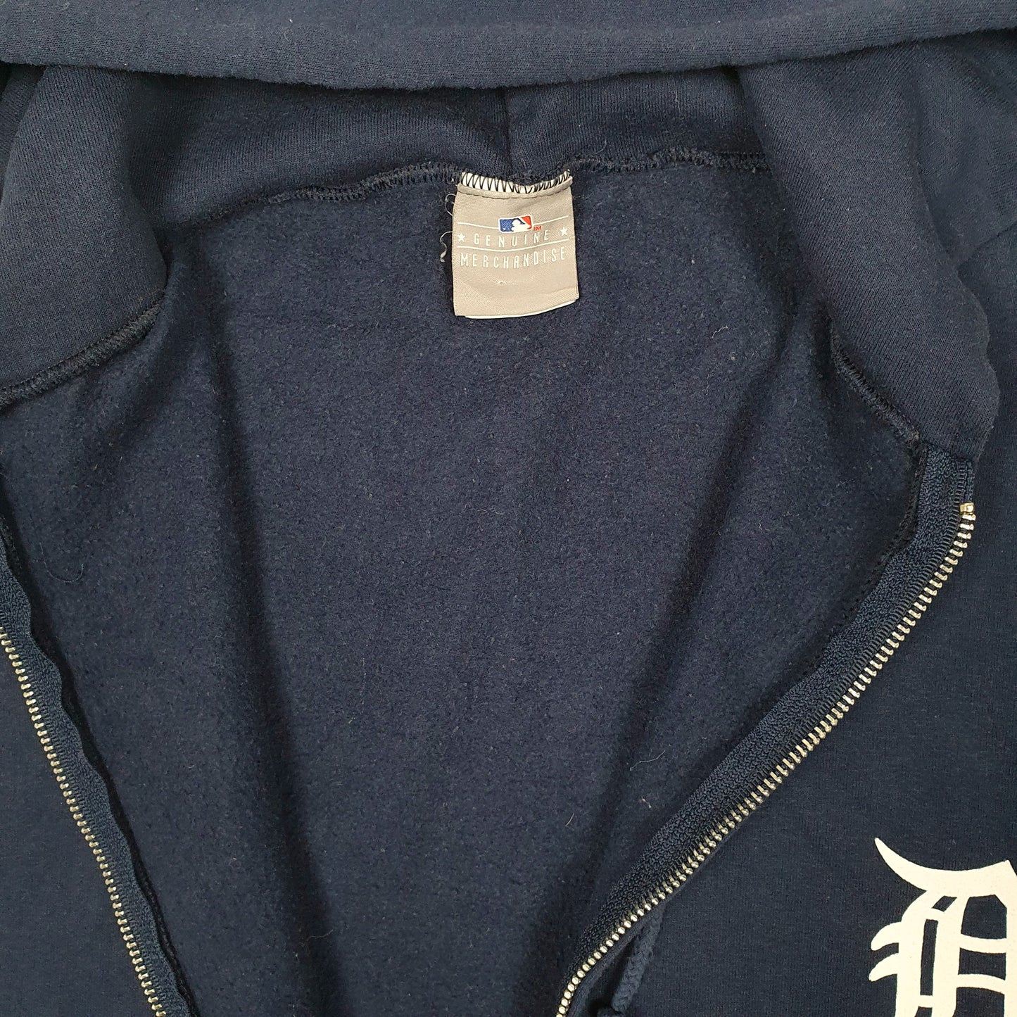 Mens Navy MLB Detroit Tigers Baseball Hoodie Full Zip Jumper
