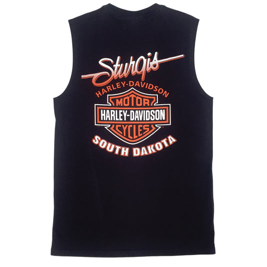 Mens Black Harley Davidson Vest  T Shirt