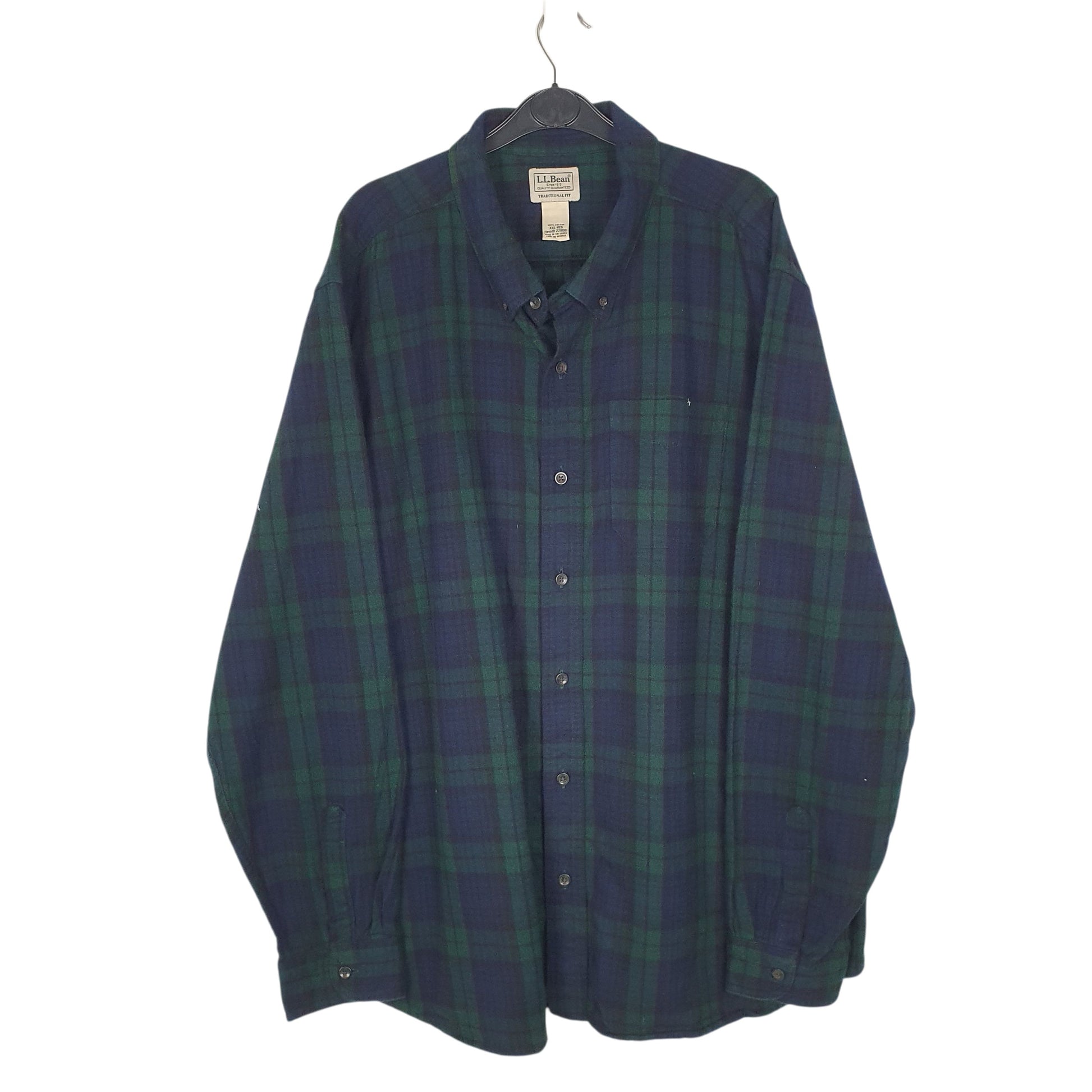 Mens Navy L.L.Bean Thick Flannel Long Sleeve Shirt