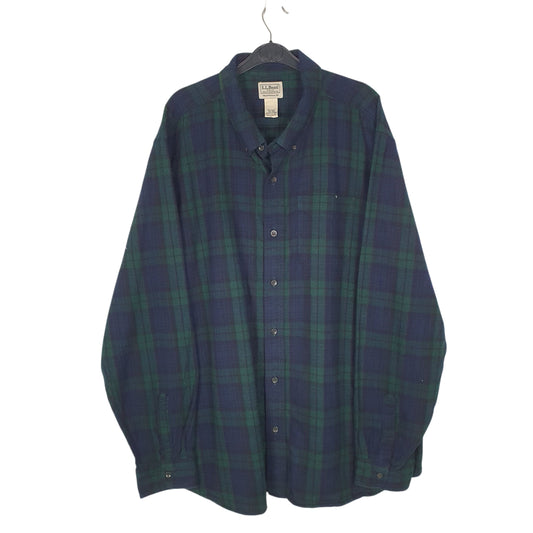 Mens Navy L.L.Bean Thick Flannel Long Sleeve Shirt