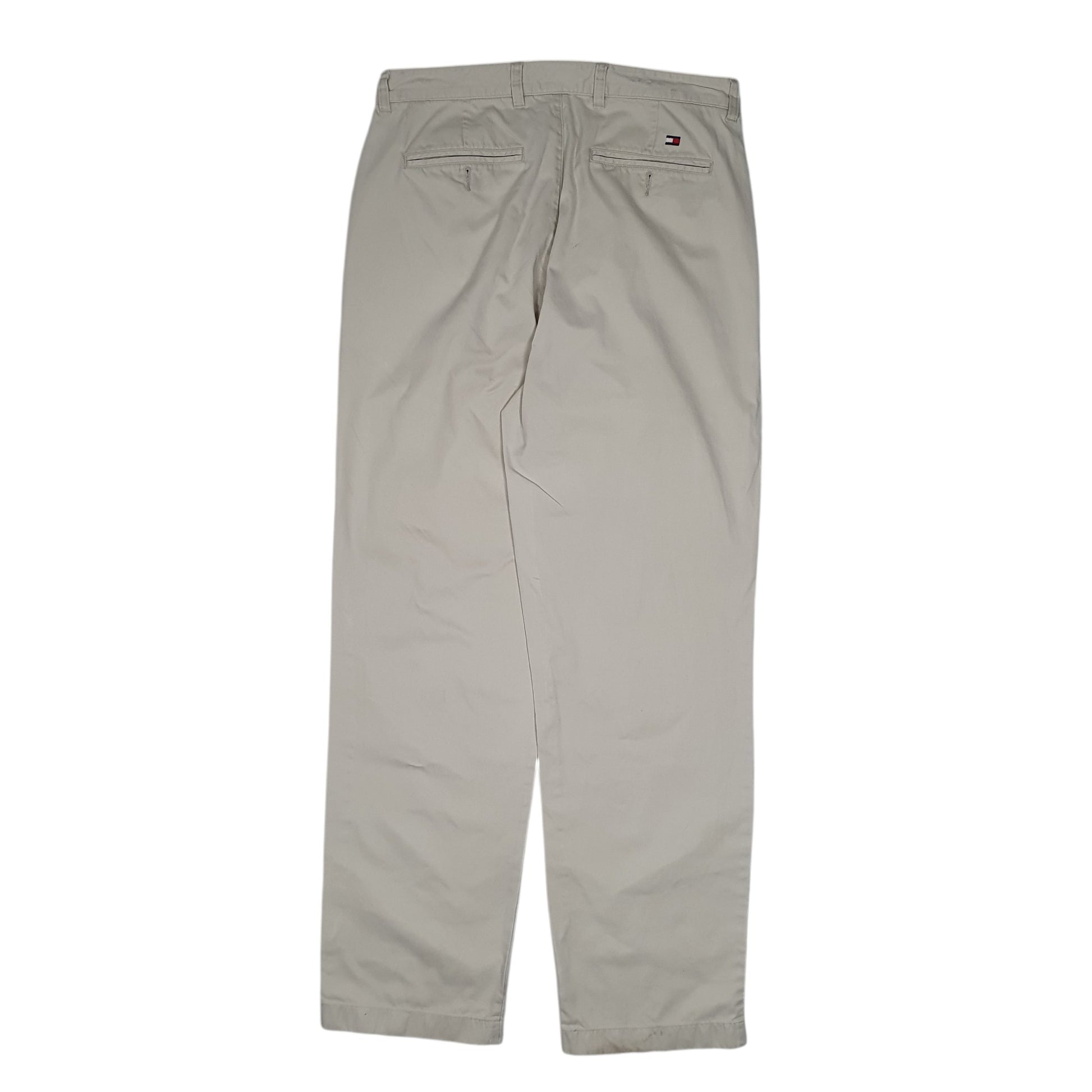 Mens Cream Tommy Hilfiger Vintage 2000s Double Pleated  Trousers