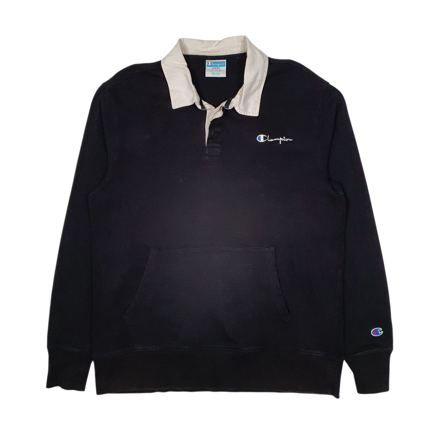 Mens Black Champion Rugby Shirt Crewneck Jumper