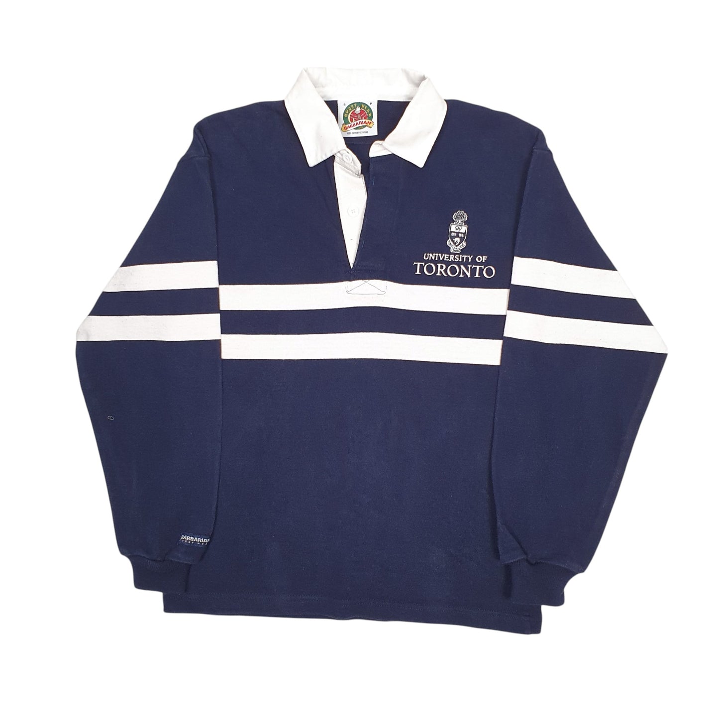 Mens Navy Barbarian Rugby University of Toronto Long Sleeve Polo Shirt