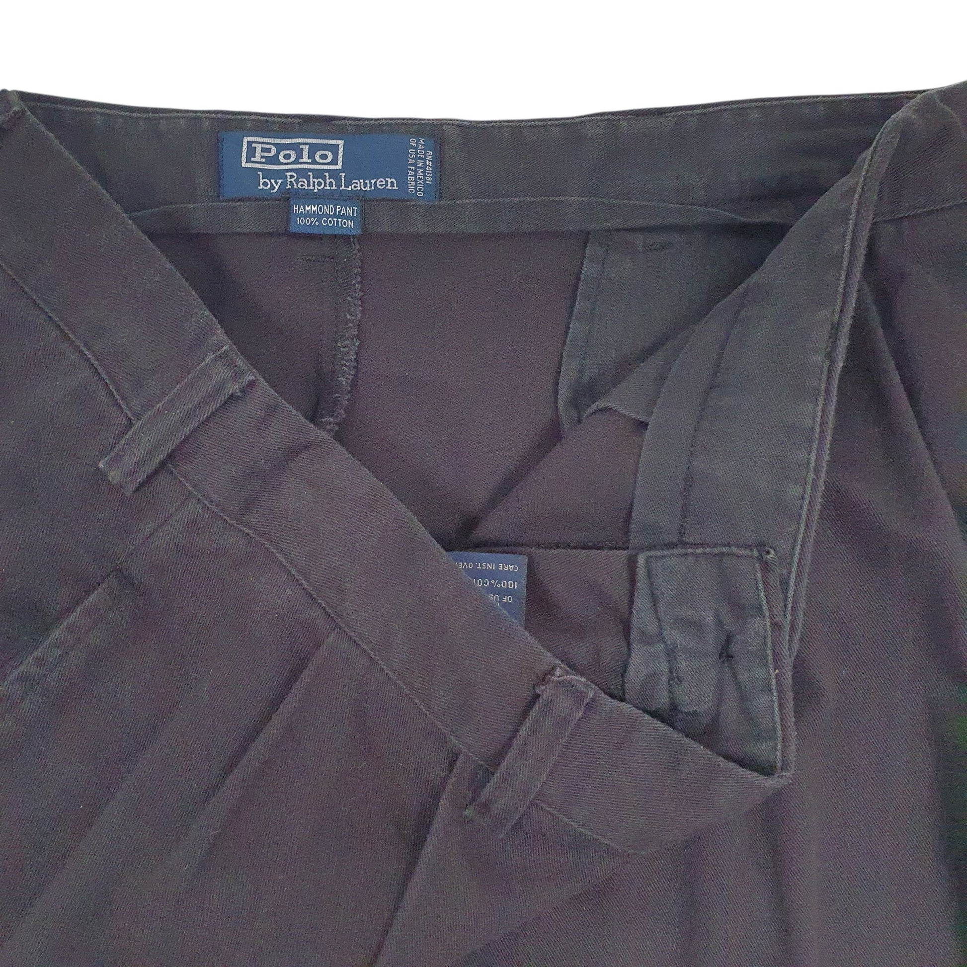 Mens Black Polo Ralph Lauren Hammond Pant Vintage 90s Pleated  Trousers