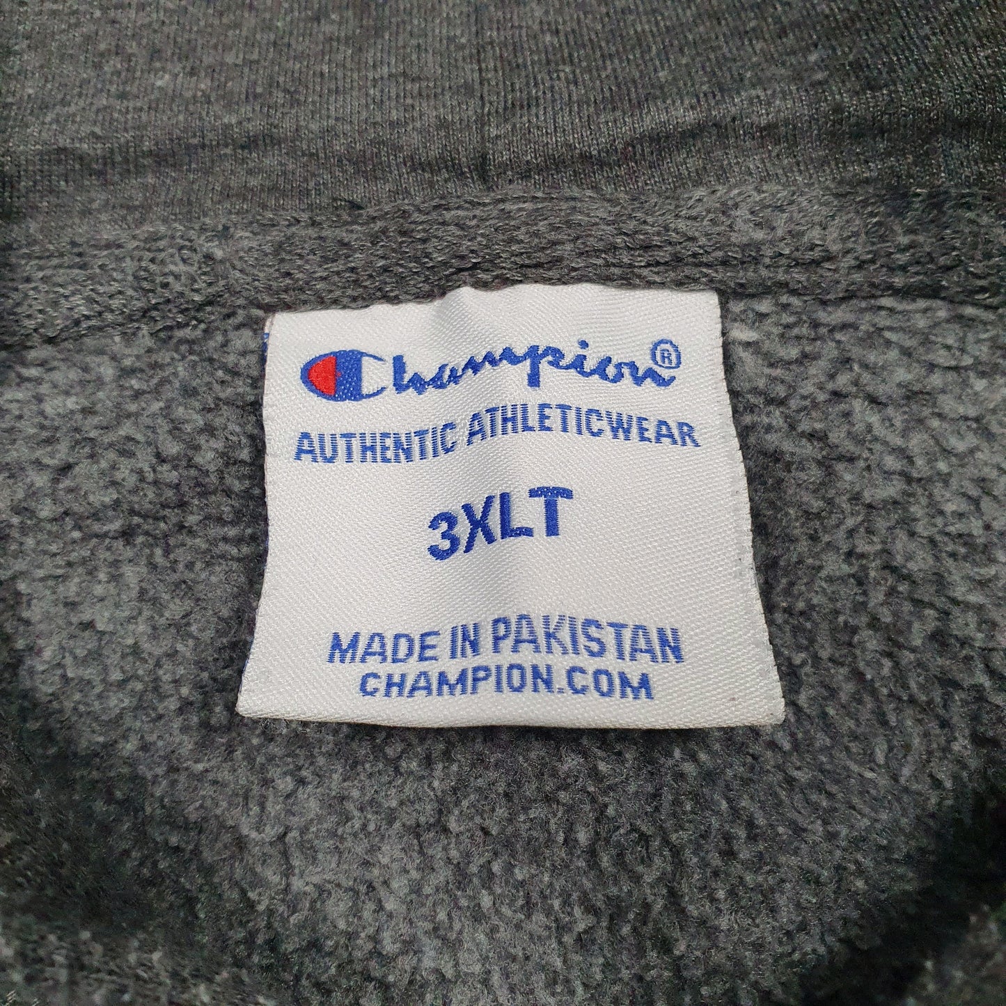 Mens Grey Champion Spellout Hoodie Jumper