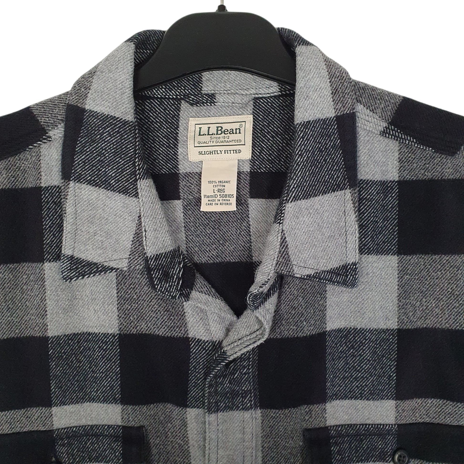 Mens Grey L.L.Bean Heavy Plaid Flannel  Shirt