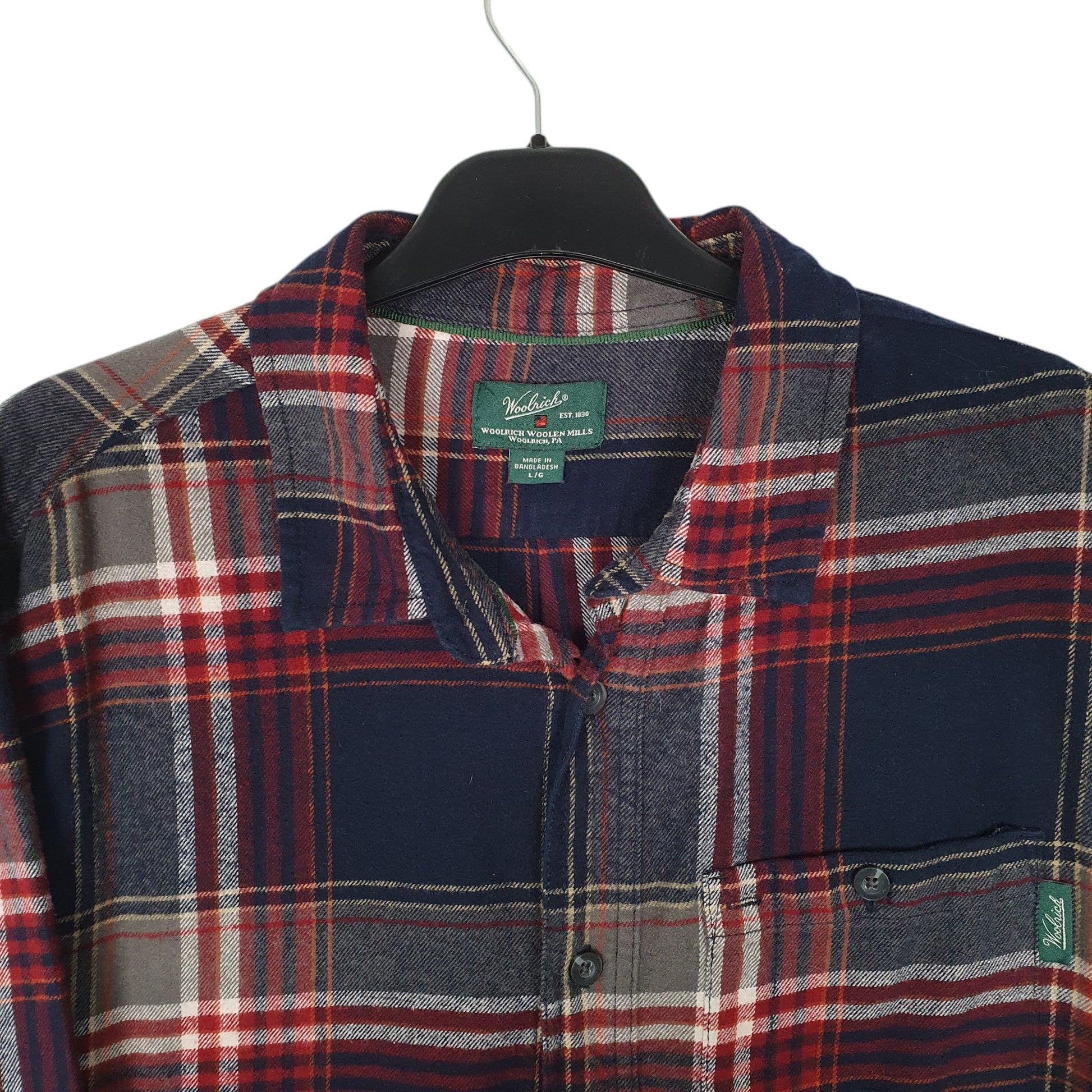 Mens Navy Woolrich Thick Flannel  Shirt