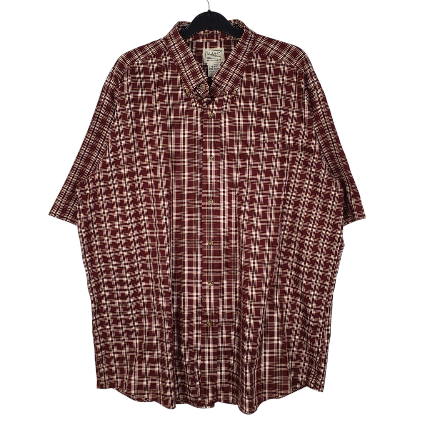 Mens Burgundy L.L.Bean  Short Sleeve Shirt