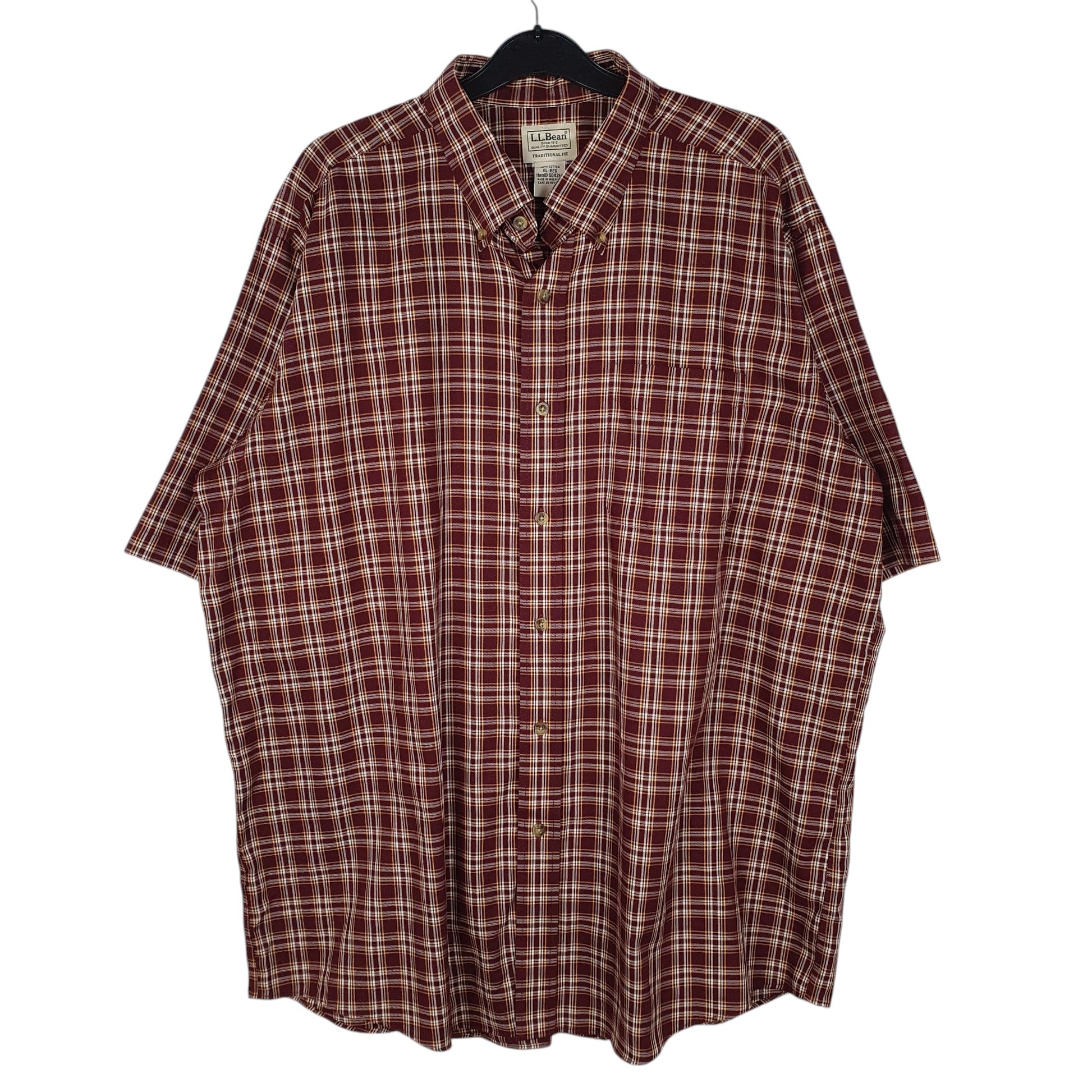 Mens Burgundy L.L.Bean  Short Sleeve Shirt