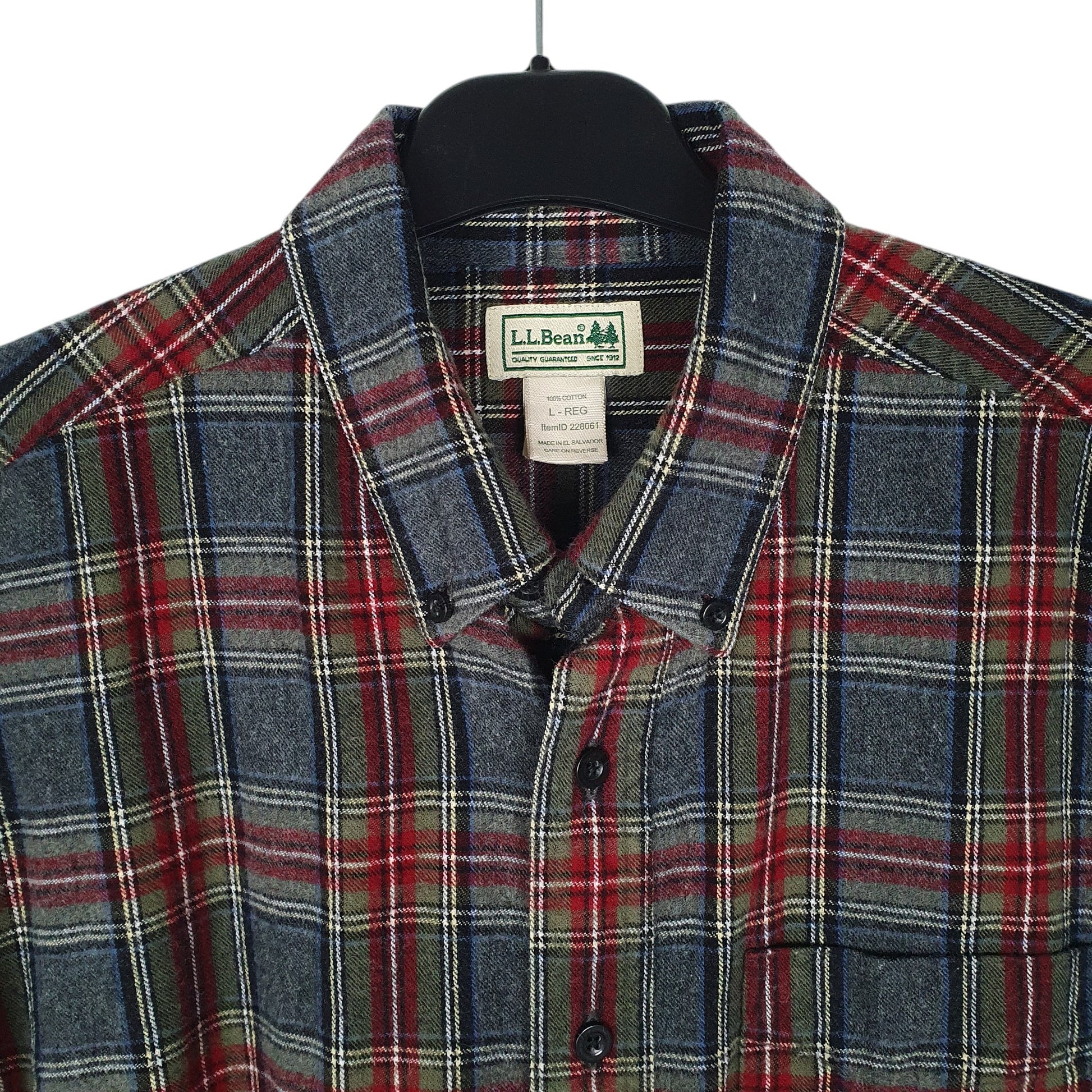 Mens Grey L.L.Bean Thick Flannel  Shirt