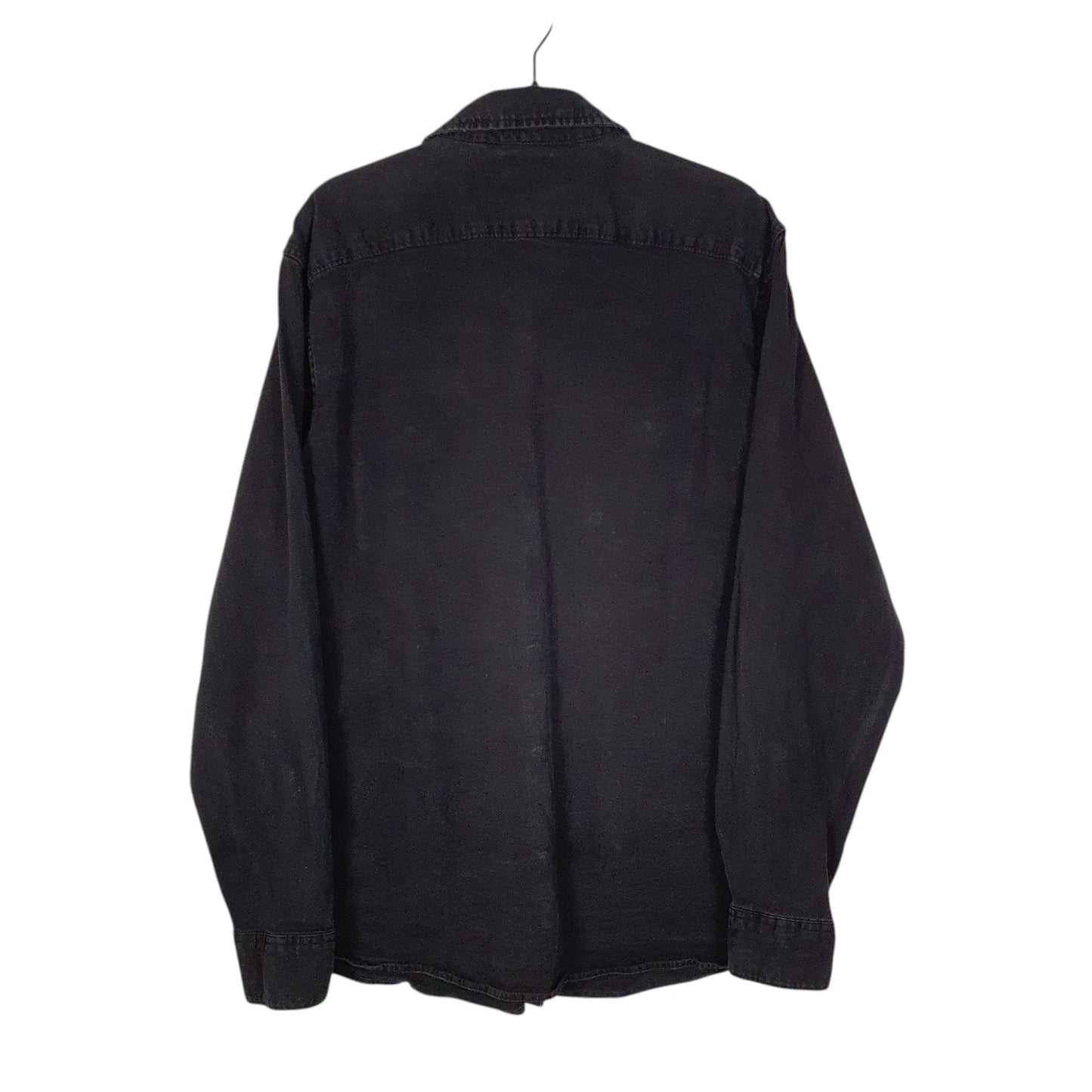 Mens Black Wrangler Denim Cowboy Pearl Snap  Shirt